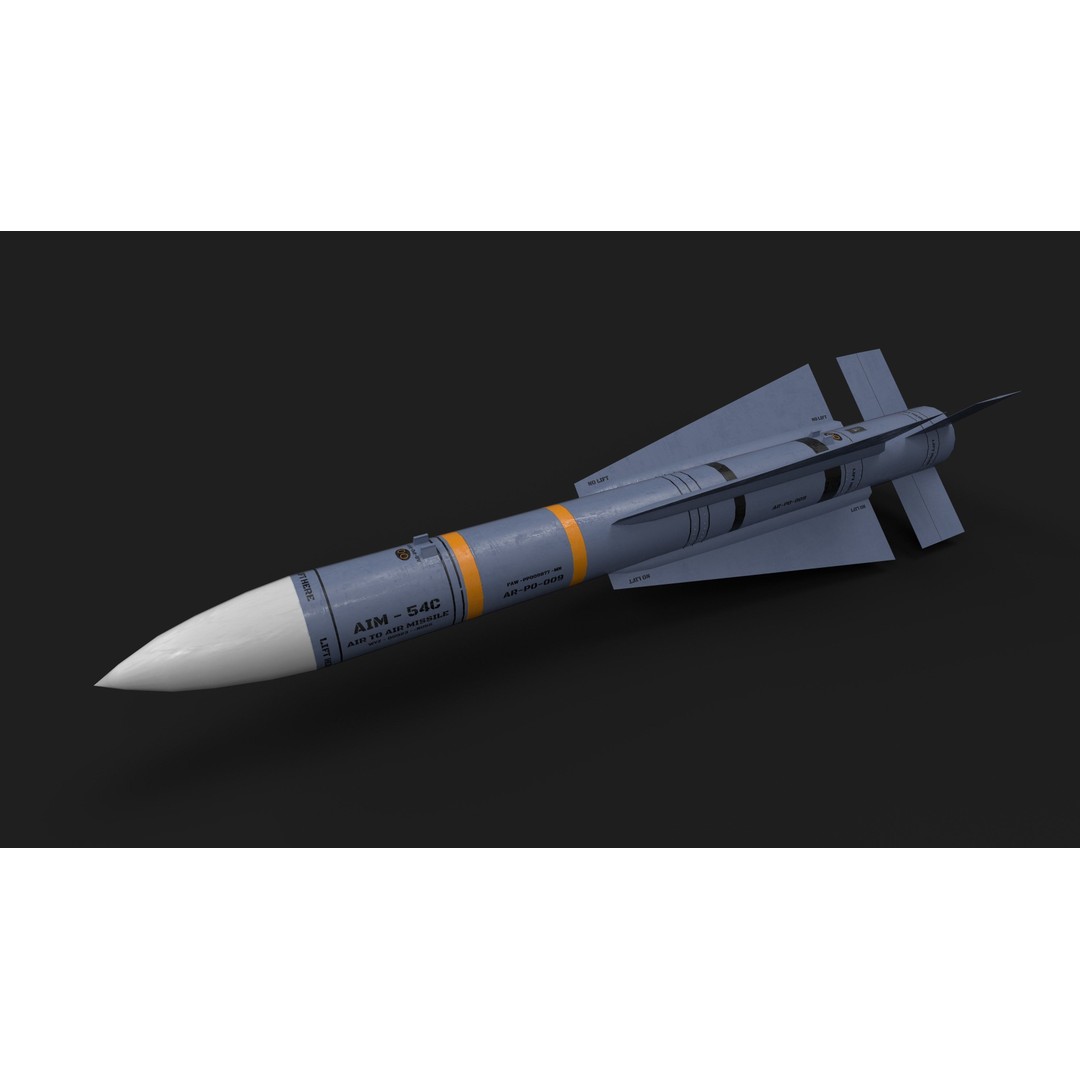 AIM-54 Phoenix Air to Air Missile 3D Model – Low Poly Game Asset, FBX - View 3