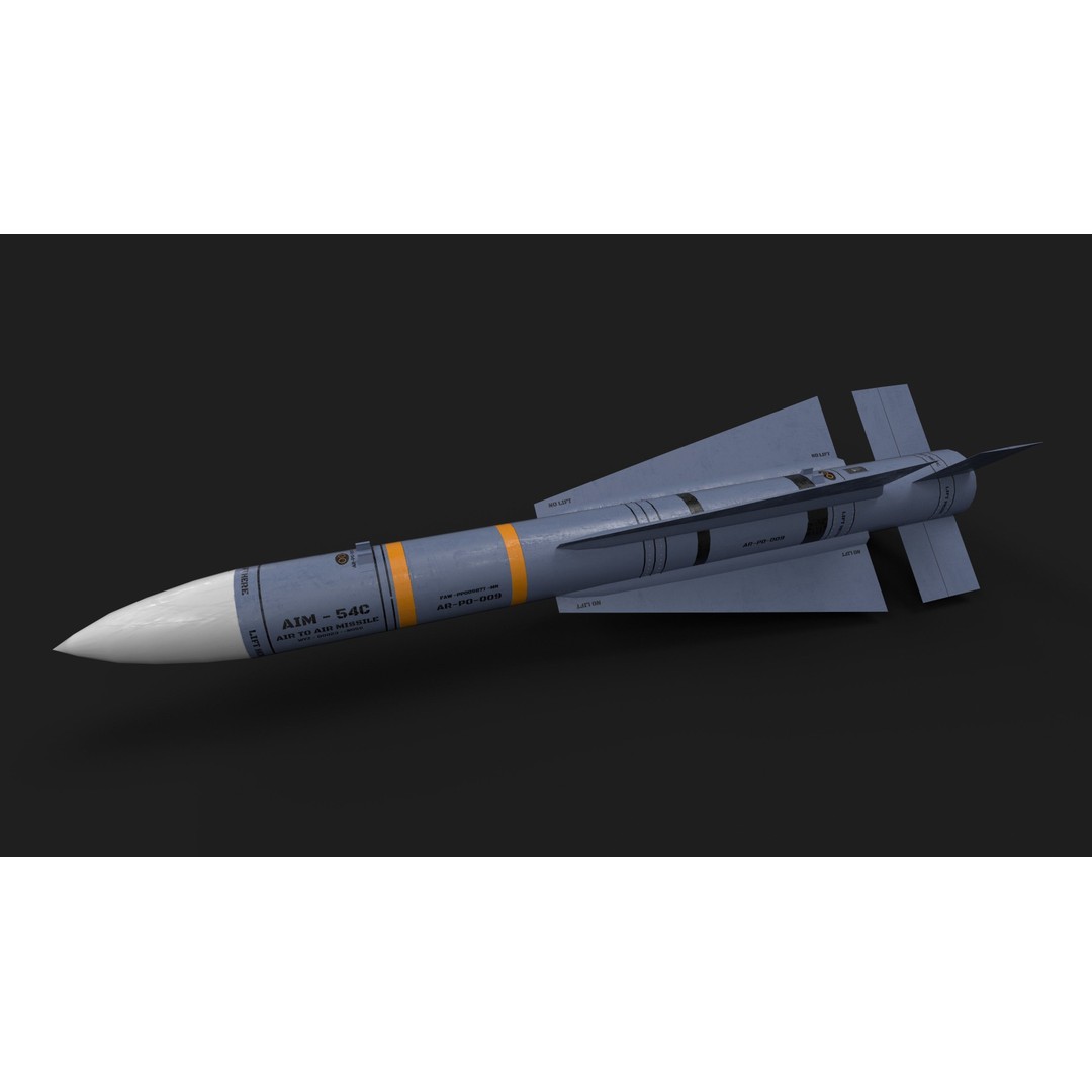 AIM-54 Phoenix Air to Air Missile 3D Model – Low Poly Game Asset, FBX - View 4