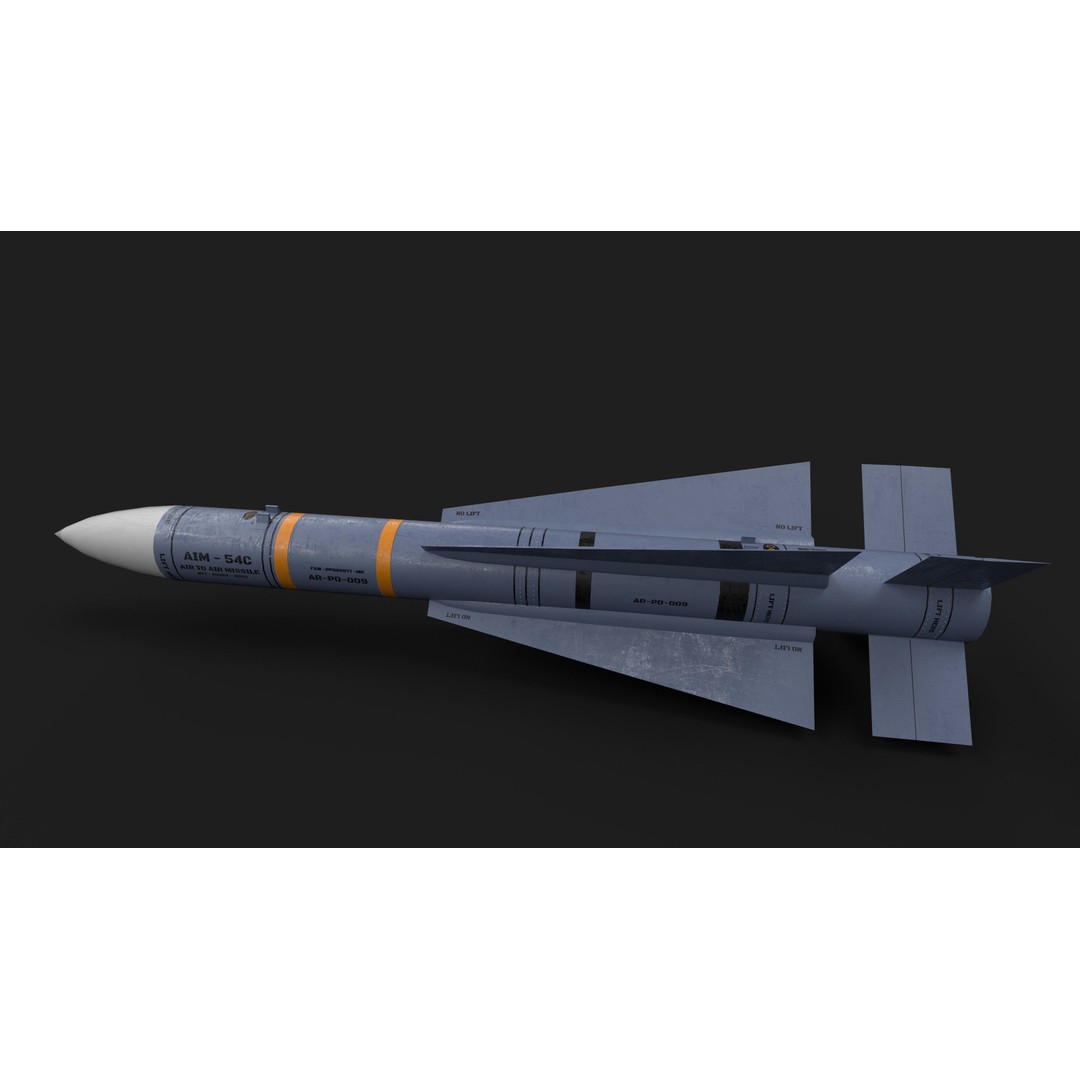 AIM-54 Phoenix Air to Air Missile 3D Model – Low Poly Game Asset, FBX - View 6