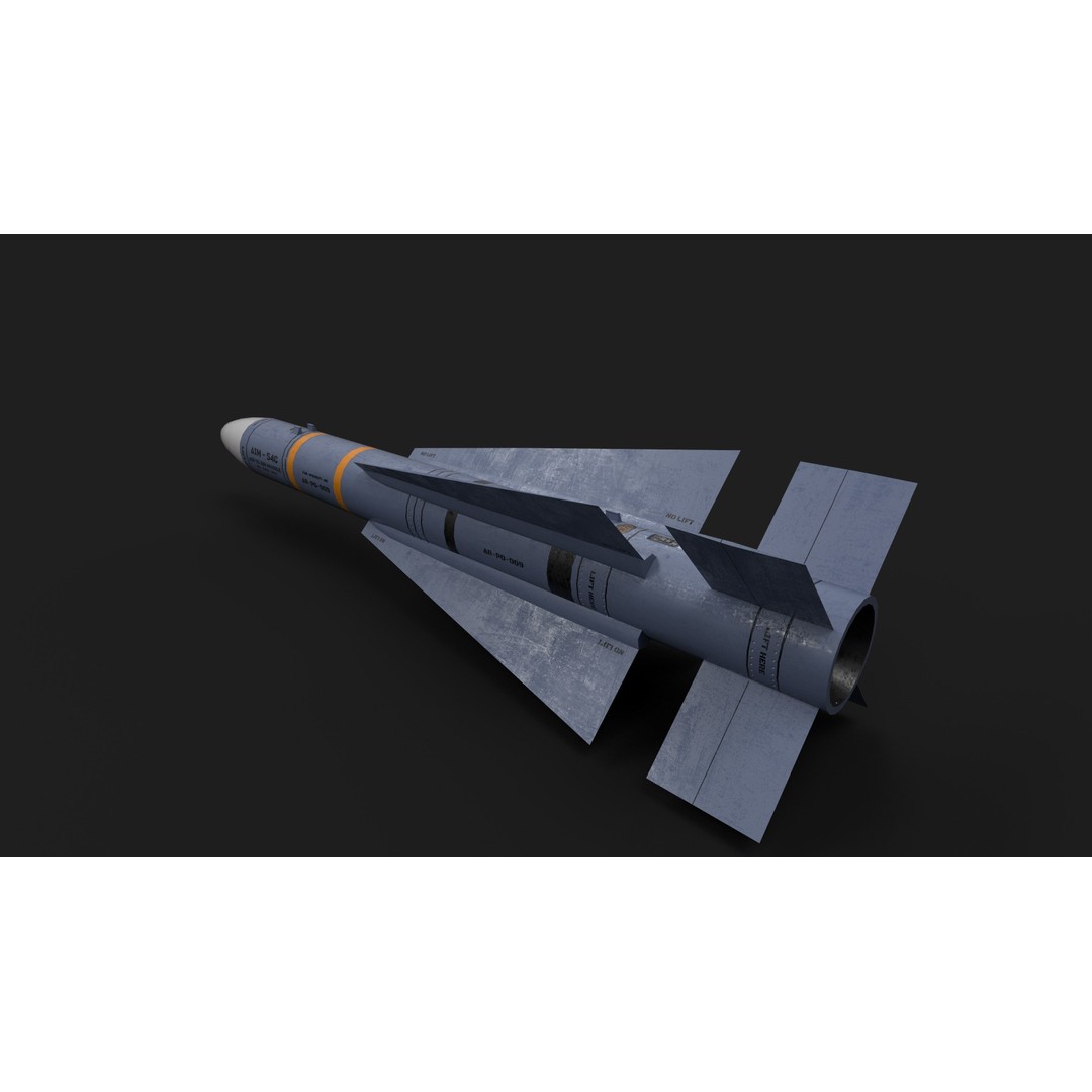 AIM-54 Phoenix Air to Air Missile 3D Model – Low Poly Game Asset, FBX - View 8
