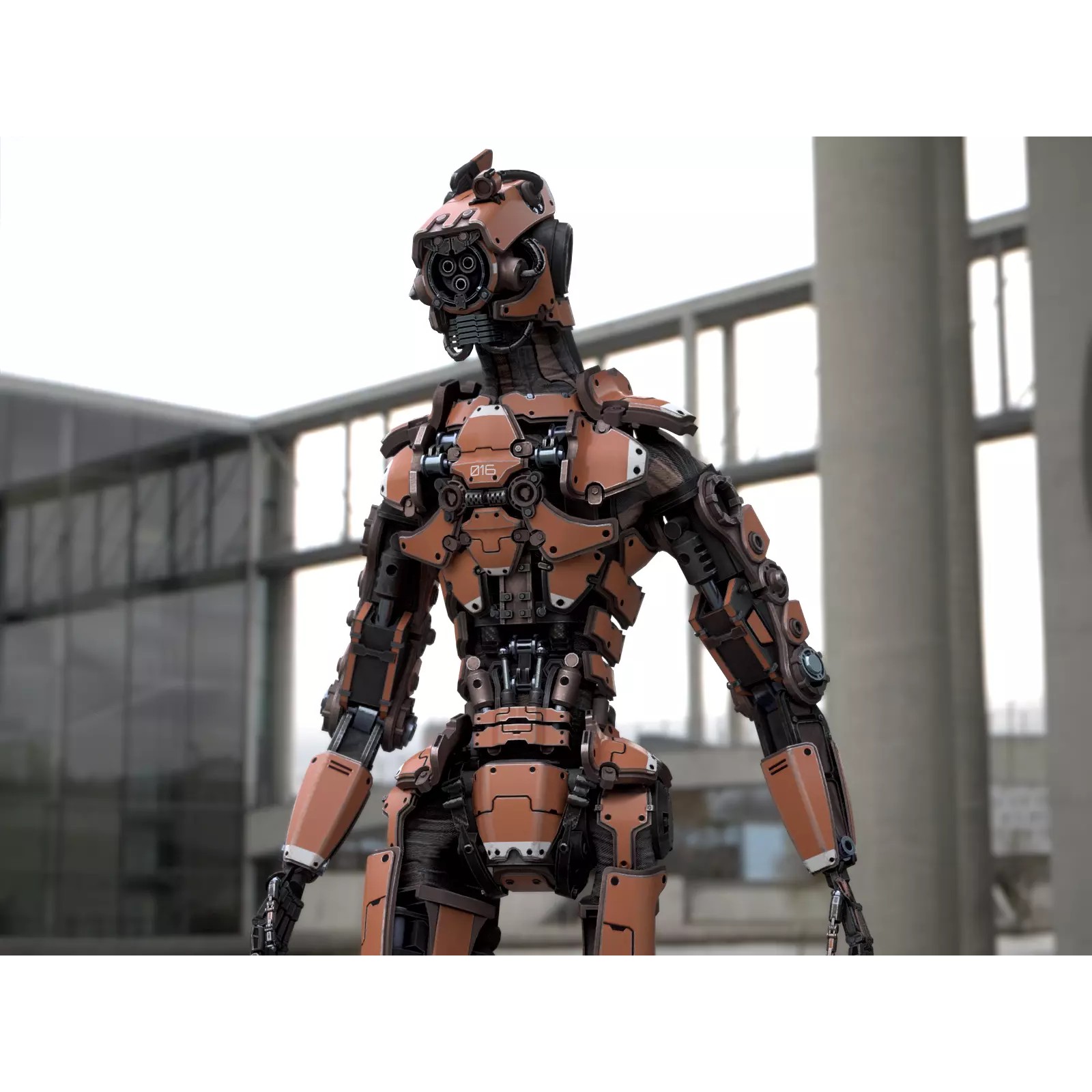 Rigged Sci-Fi Robot - Low-Poly Game-Ready 3D Model - View 2