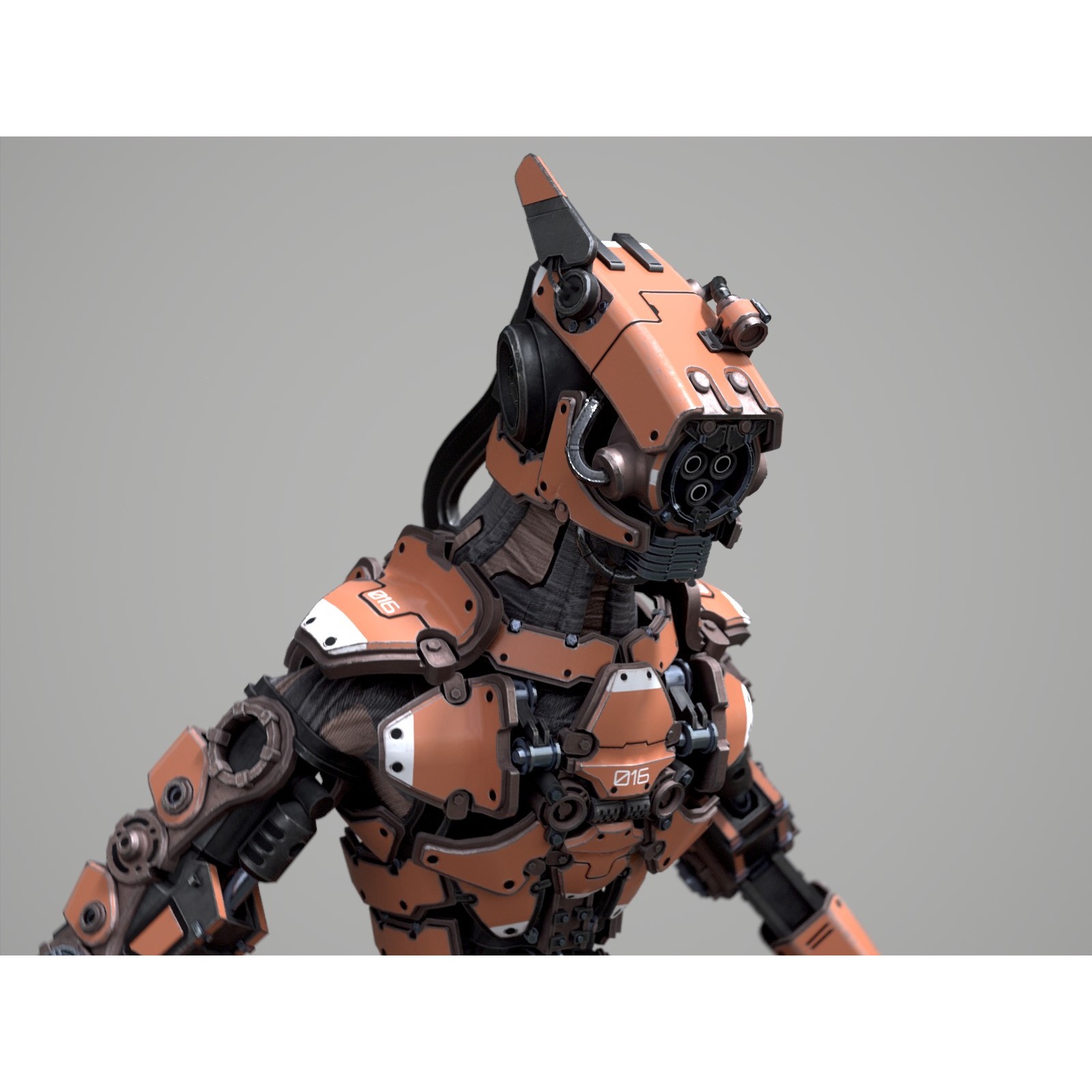 Rigged Sci-Fi Robot - Low-Poly Game-Ready 3D Model - View 21