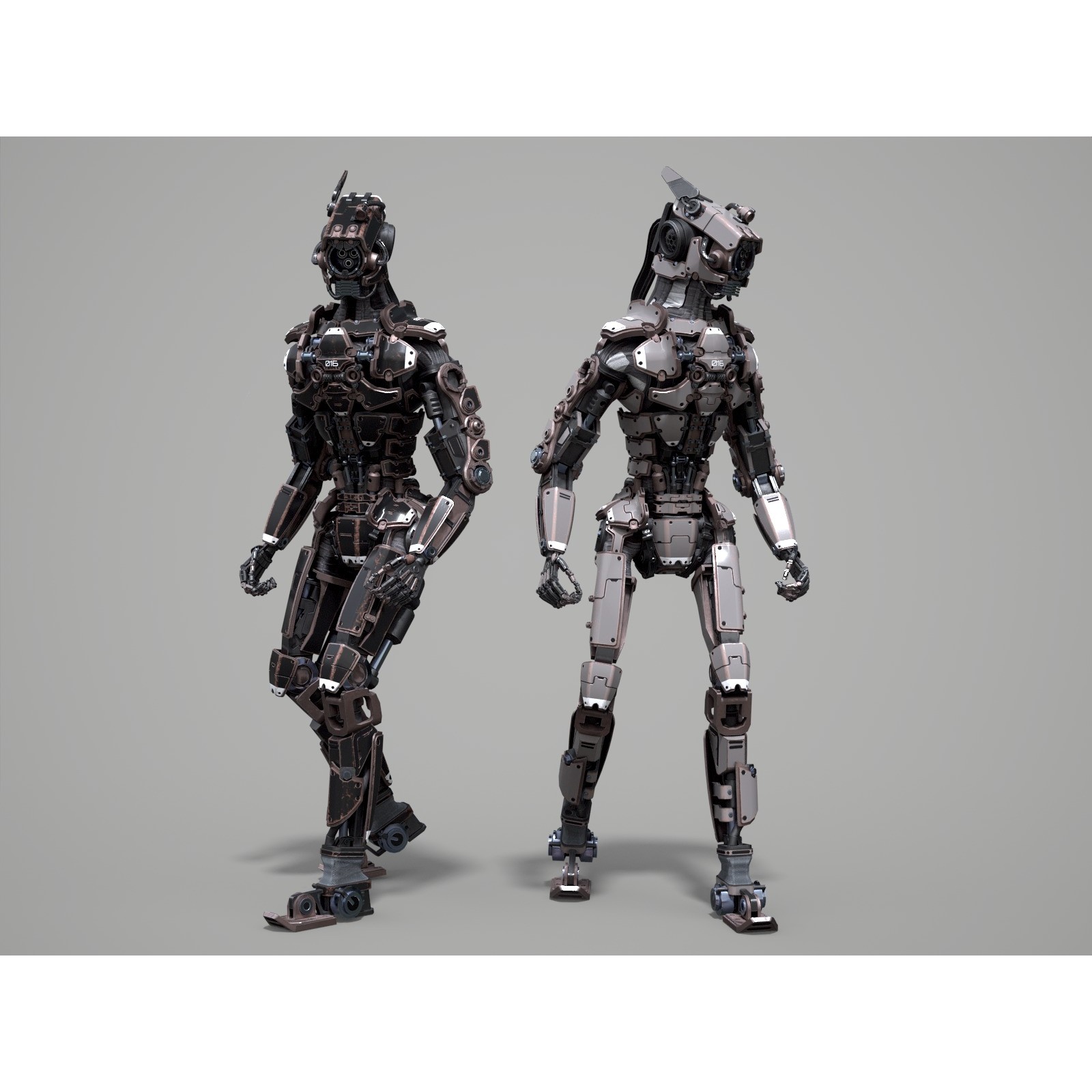 Rigged Sci-Fi Robot - Low-Poly Game-Ready 3D Model - View 4