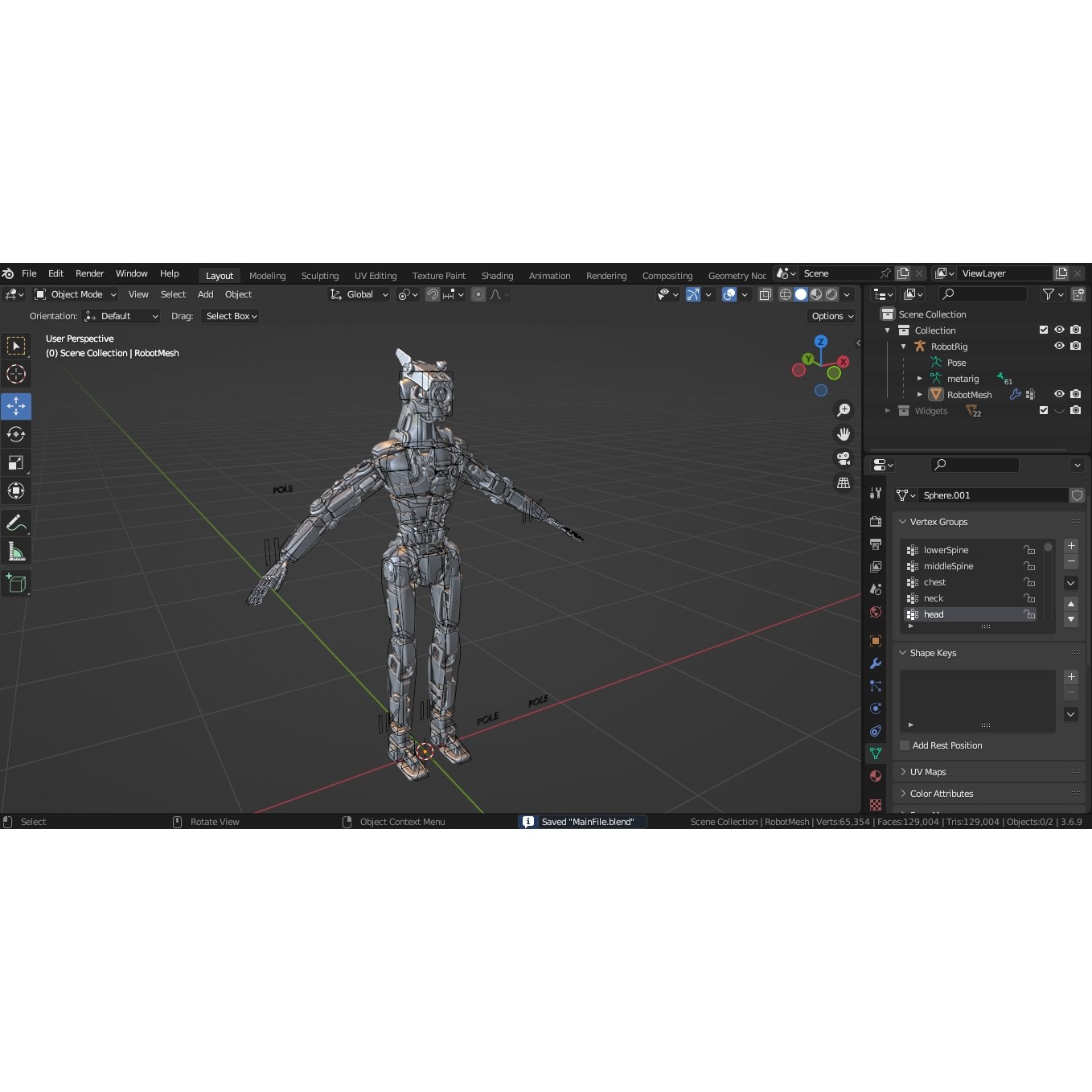 Rigged Sci-Fi Robot - Low-Poly Game-Ready 3D Model - View 40