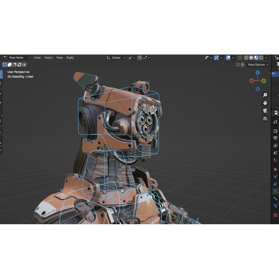 Rigged Sci-Fi Robot - Low-Poly Game-Ready 3D Model - View 44