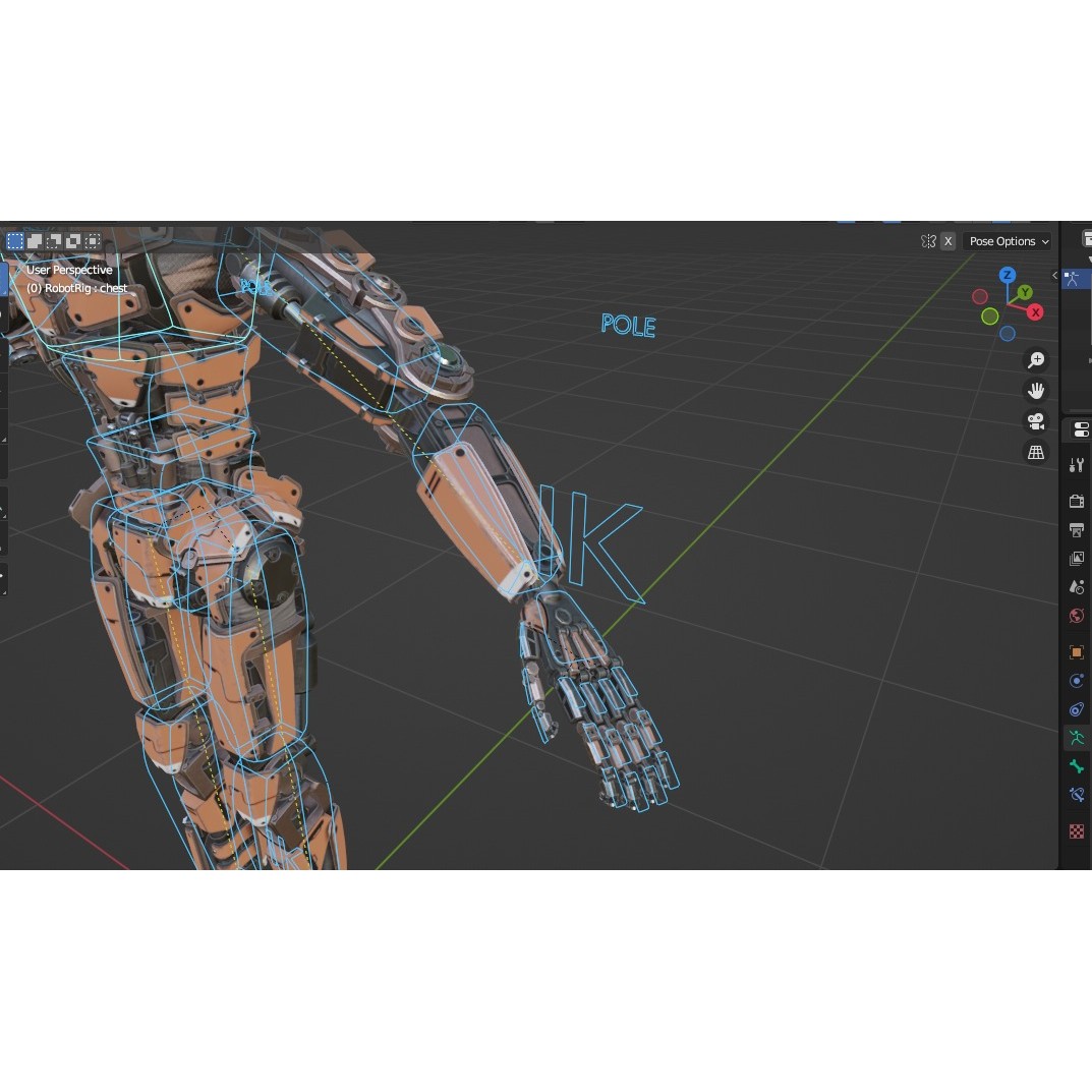 Rigged Sci-Fi Robot - Low-Poly Game-Ready 3D Model - View 45