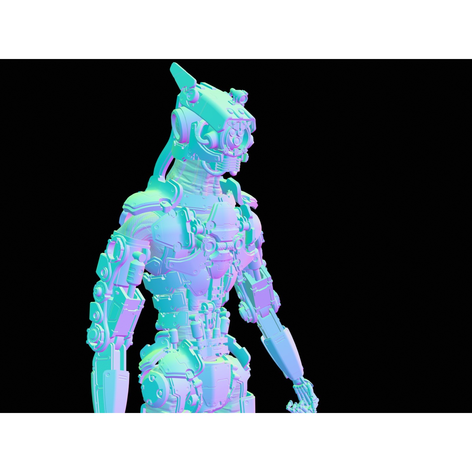 Rigged Sci-Fi Robot - Low-Poly Game-Ready 3D Model - View 49