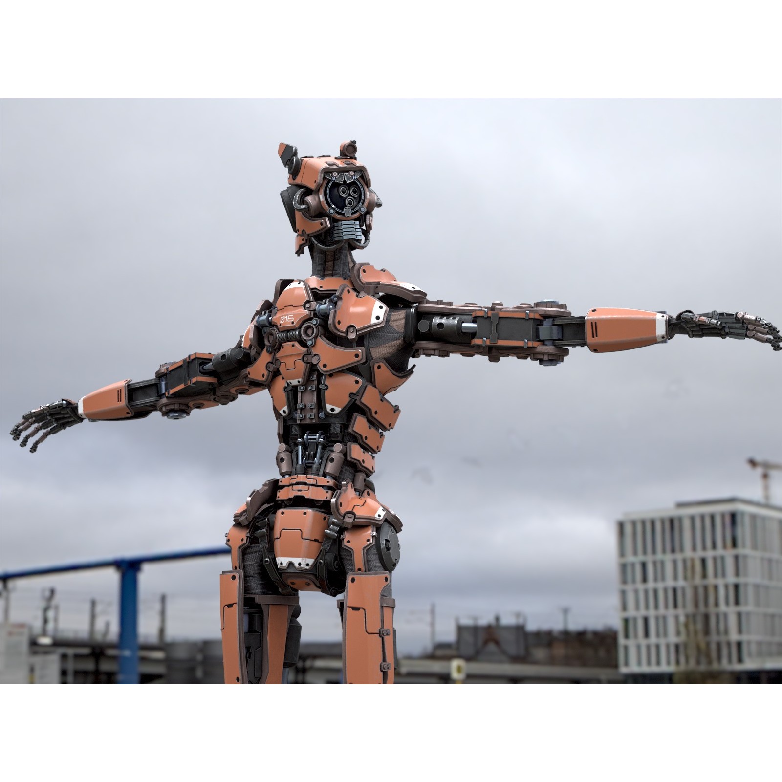 Rigged Sci-Fi Robot - Low-Poly Game-Ready 3D Model - View 7