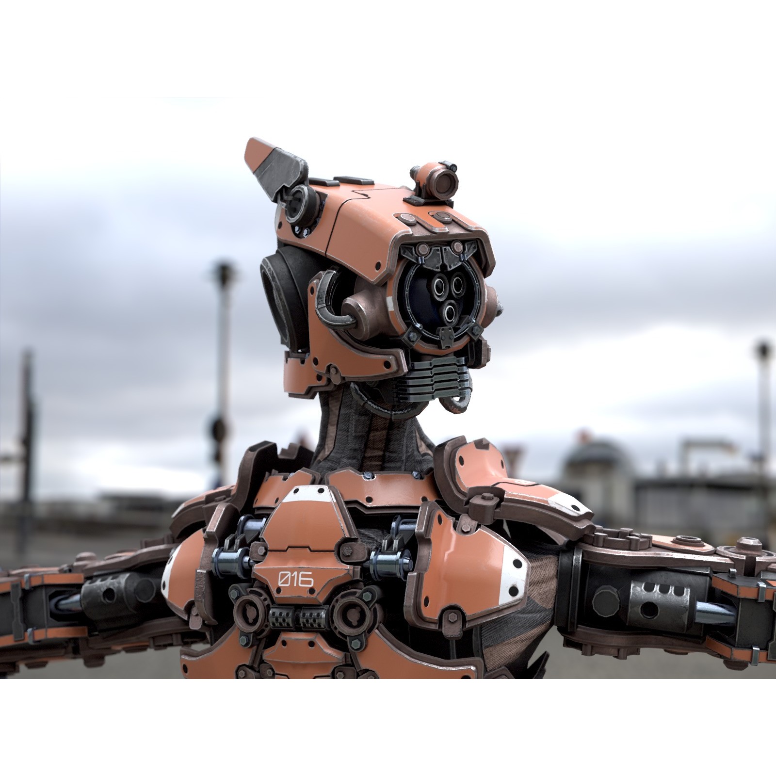 Rigged Sci-Fi Robot - Low-Poly Game-Ready 3D Model - View 9