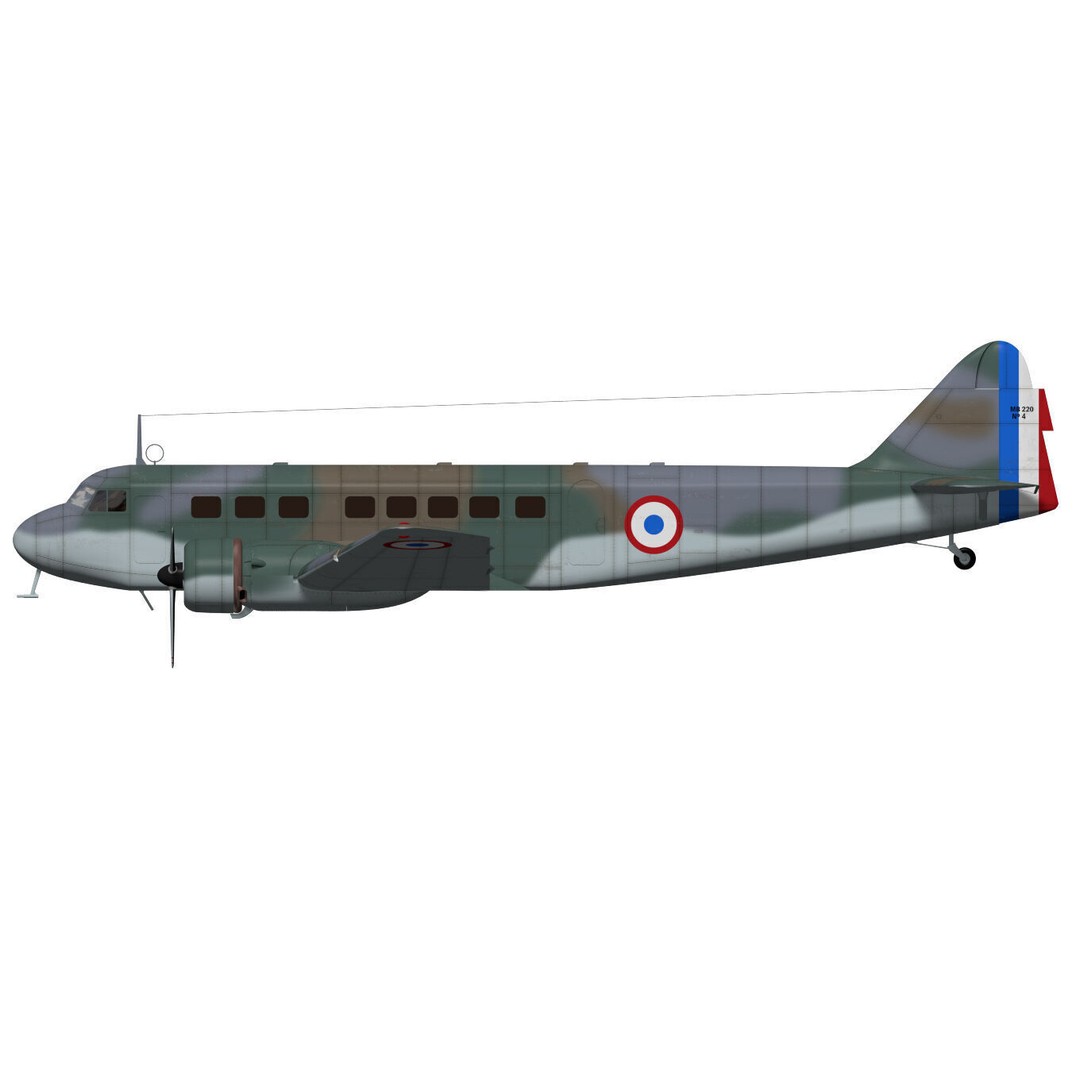 BLOCH MB220 3D Model – High Poly Military Aircraft, FBX/OBJ - View 10