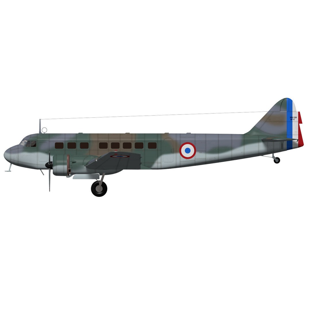 BLOCH MB220 3D Model – High Poly Military Aircraft, FBX/OBJ - View 11