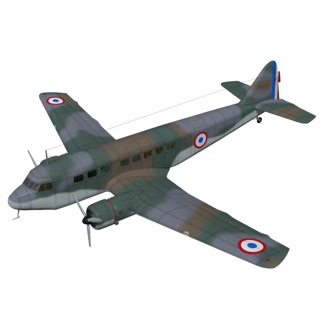 BLOCH MB220 3D Model – High Poly Military Aircraft, FBX/OBJ - View 2