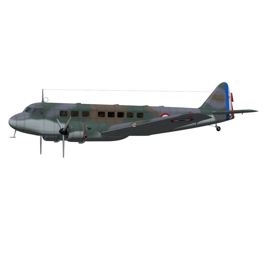 BLOCH MB220 3D Model – High Poly Military Aircraft, FBX/OBJ - View 4
