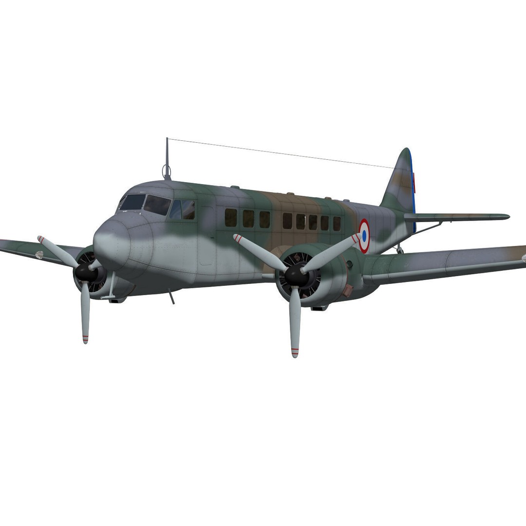 BLOCH MB220 3D Model – High Poly Military Aircraft, FBX/OBJ - View 6