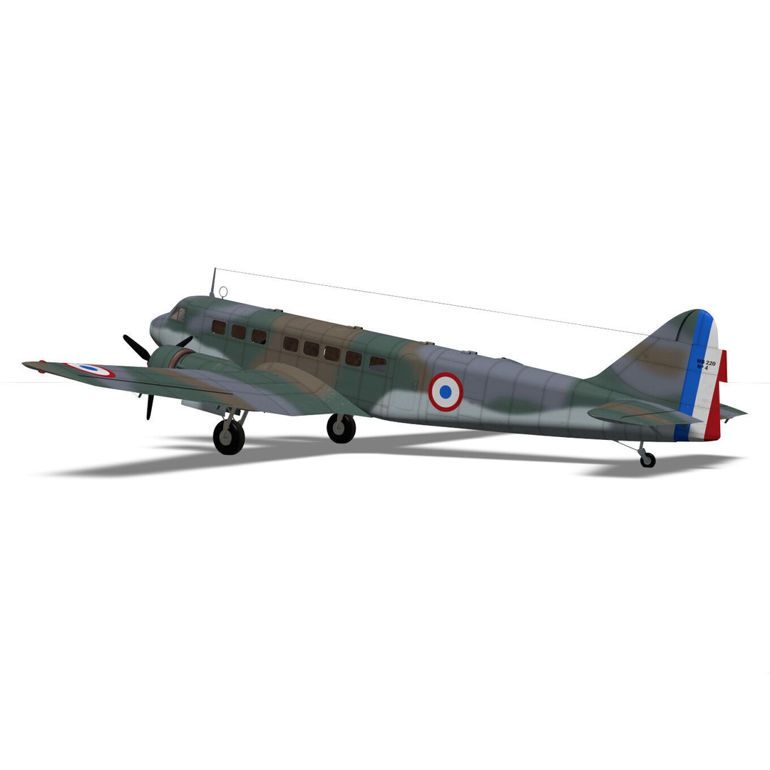 BLOCH MB220 3D Model – High Poly Military Aircraft, FBX/OBJ - View 8