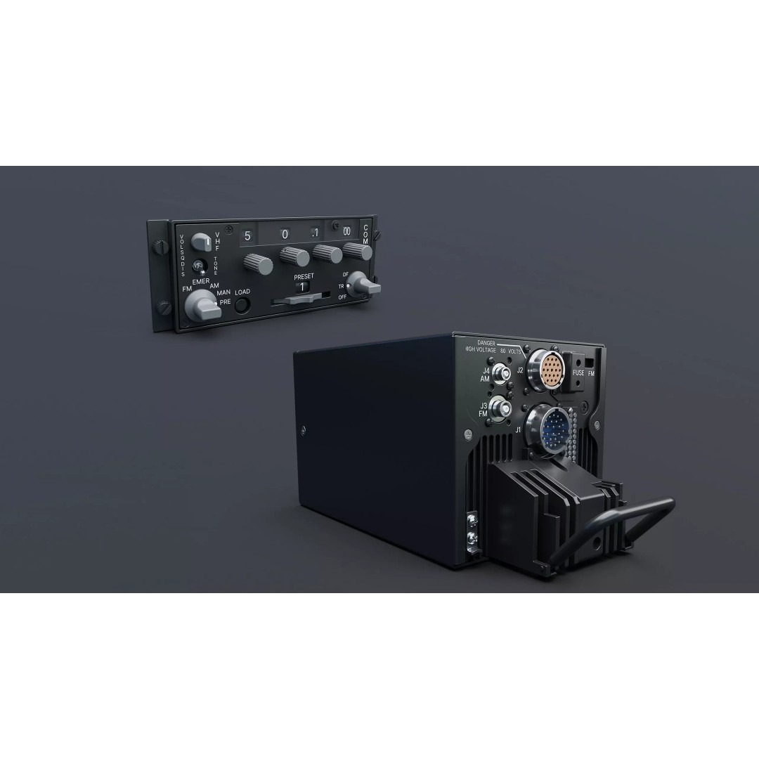 ARC-186 Avionics Set 3D Model – High Detail CAD Control Panel & Radio - View 2