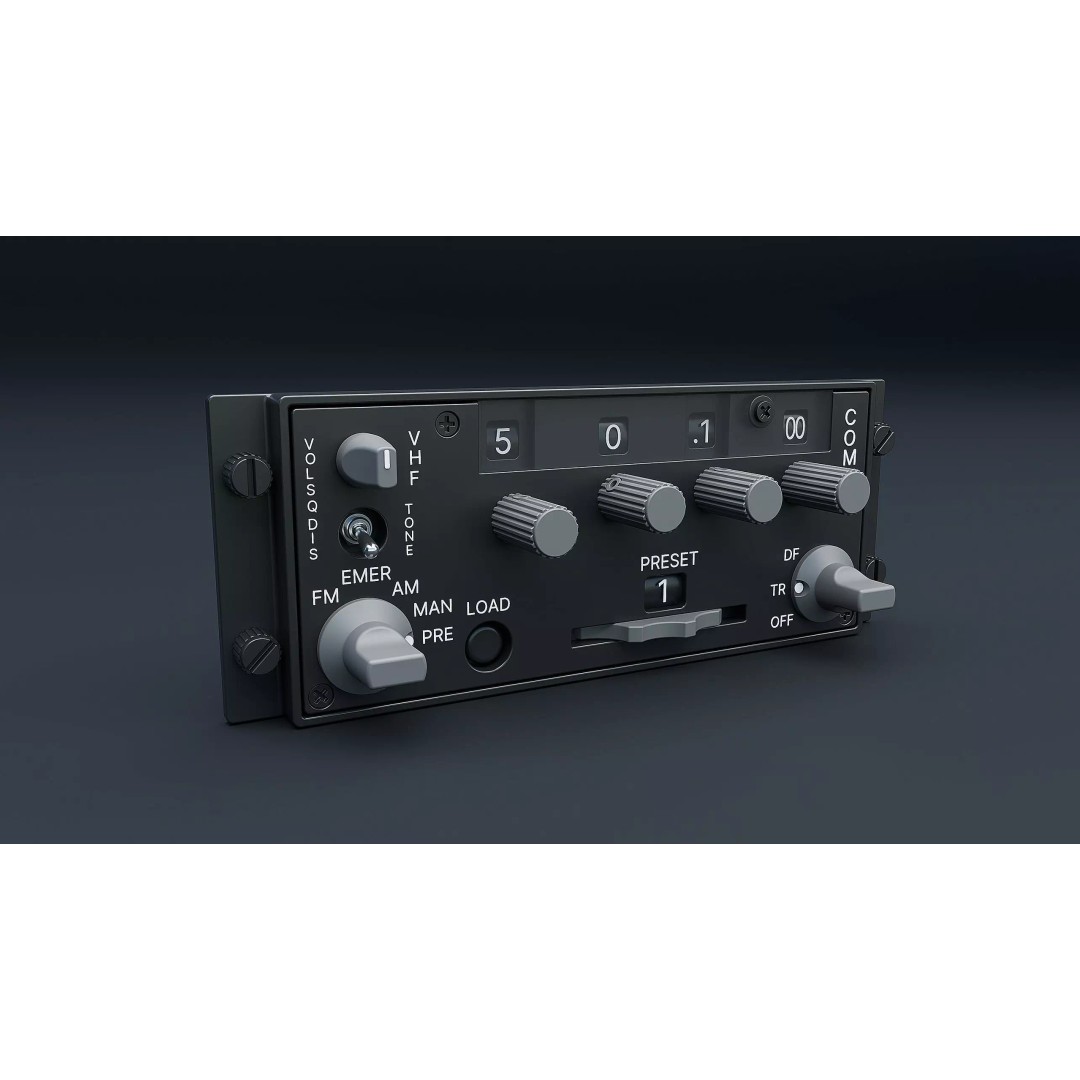 ARC-186 Avionics Set 3D Model – High Detail CAD Control Panel & Radio - View 3