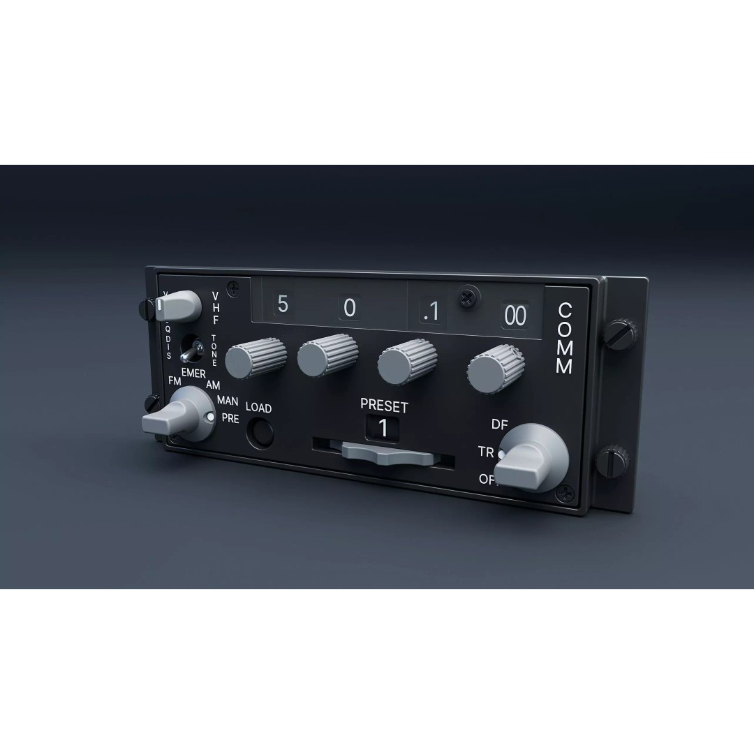 ARC-186 Avionics Set 3D Model – High Detail CAD Control Panel & Radio - View 4