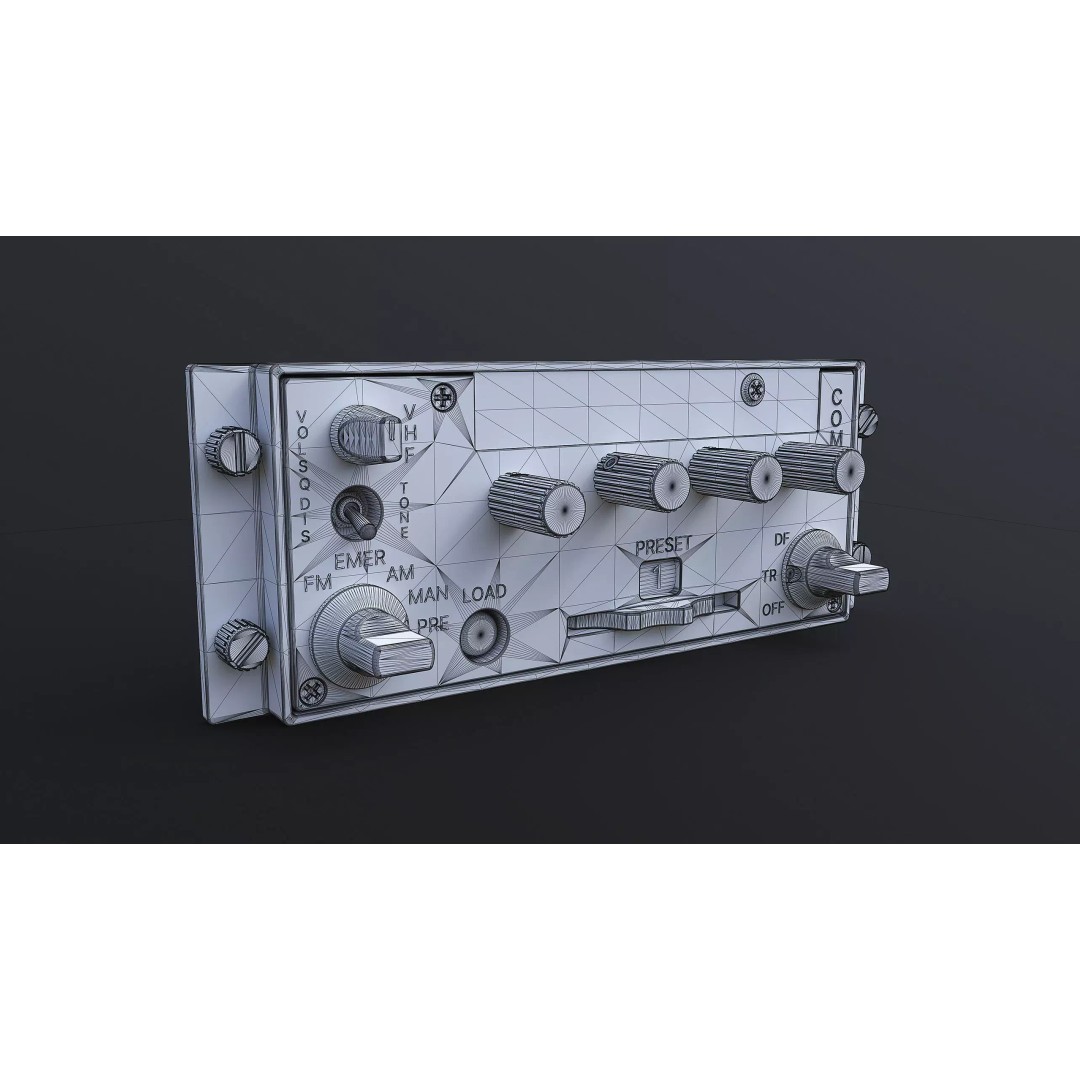 ARC-186 Avionics Set 3D Model – High Detail CAD Control Panel & Radio - View 8