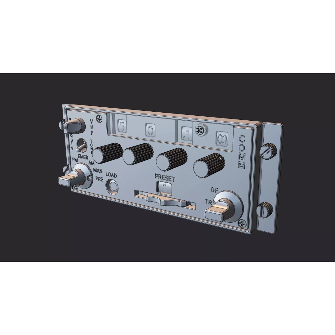 ARC-186 Avionics Set 3D Model – High Detail CAD Control Panel & Radio - View 9