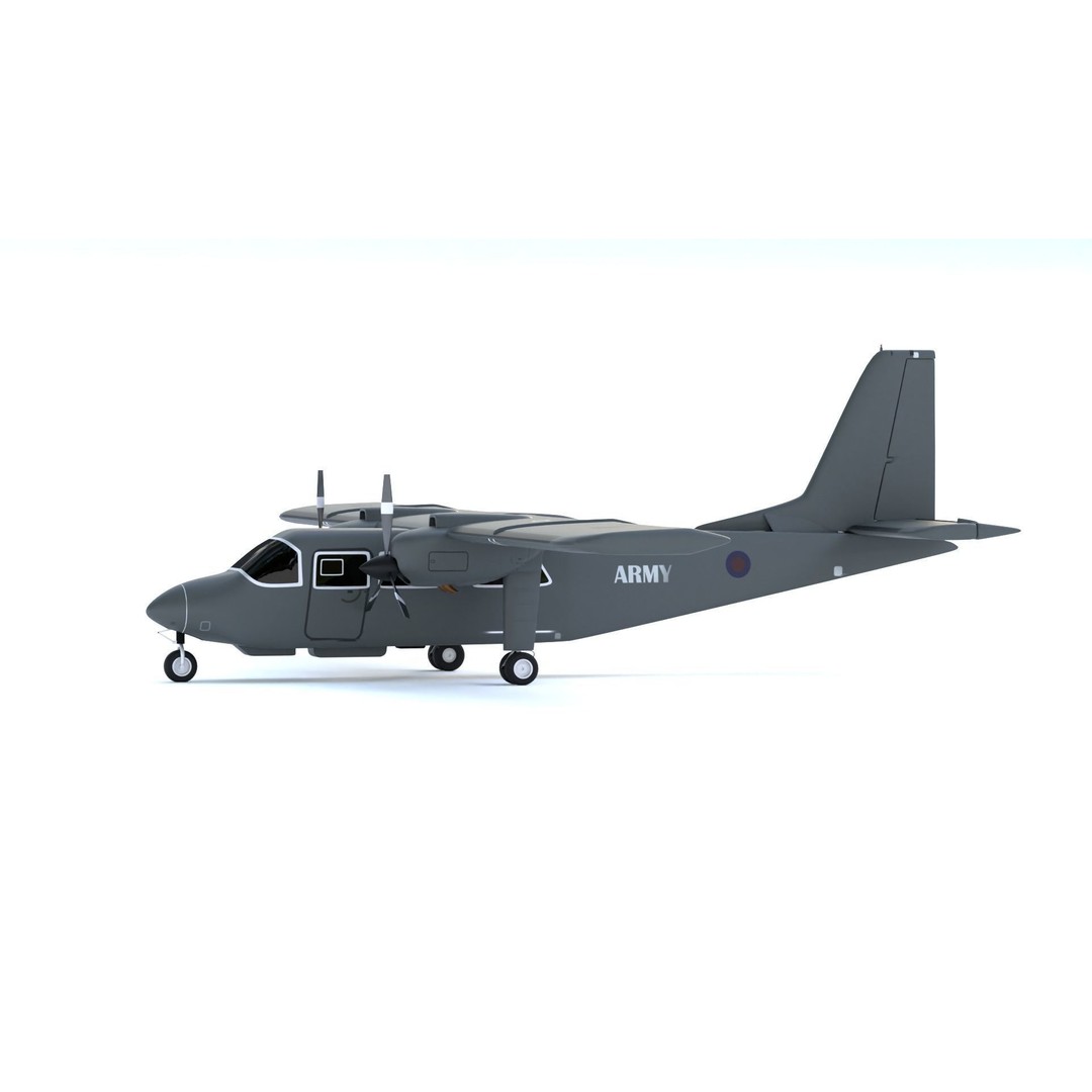 Britten-Norman Defender AL2 3D Model – Low Poly Aircraft Asset, FBX - View 4