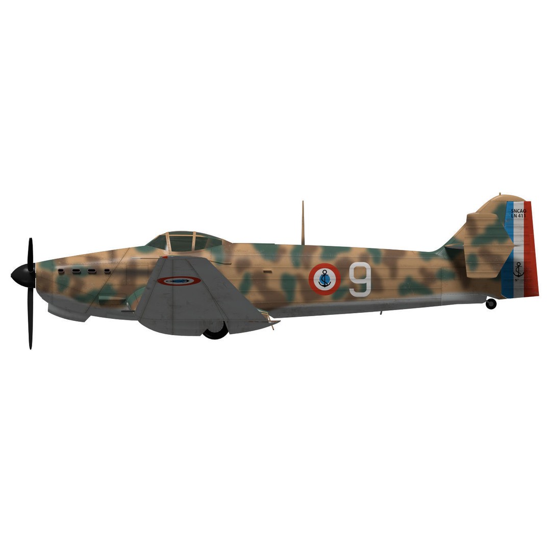 Loire Nieuport LN411 3D Model – Military Bomber, FBX, High Poly - View 11