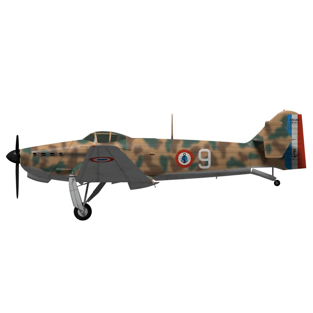 Loire Nieuport LN411 3D Model – Military Bomber, FBX, High Poly - View 12