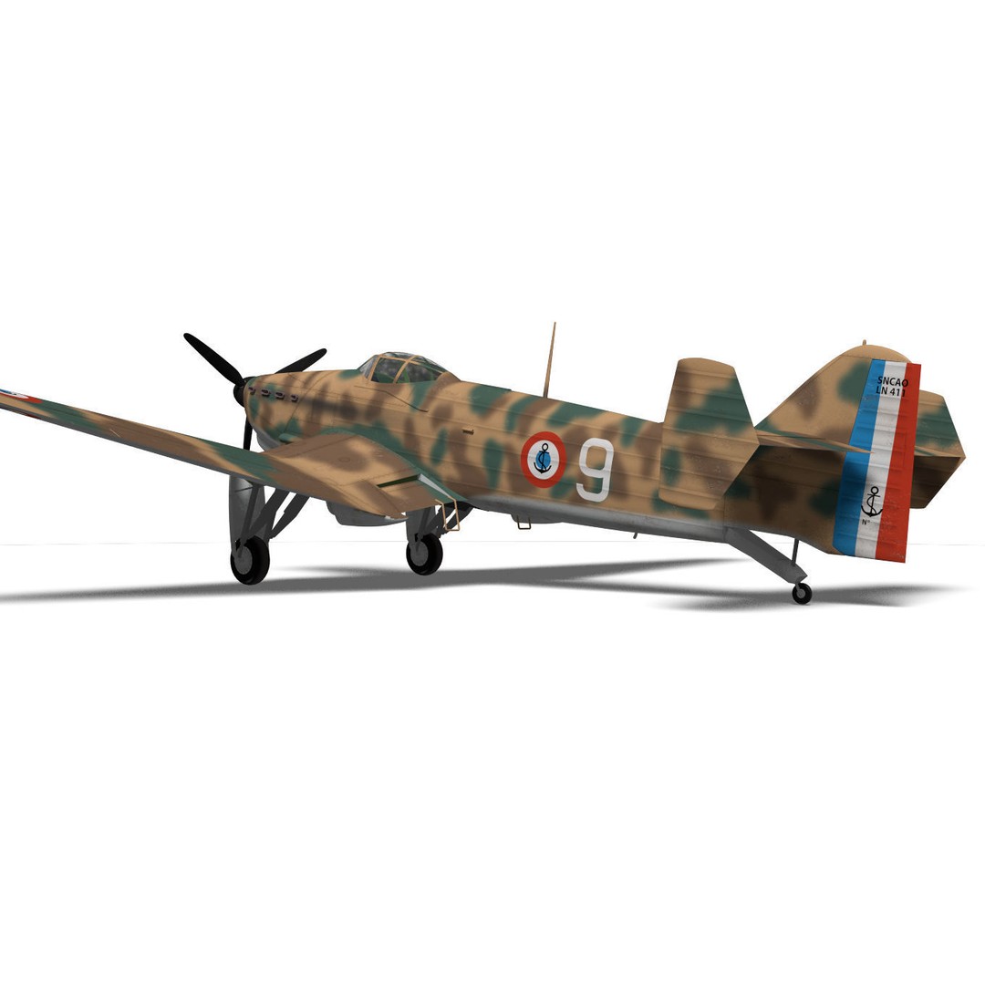 Loire Nieuport LN411 3D Model – Military Bomber, FBX, High Poly - View 9