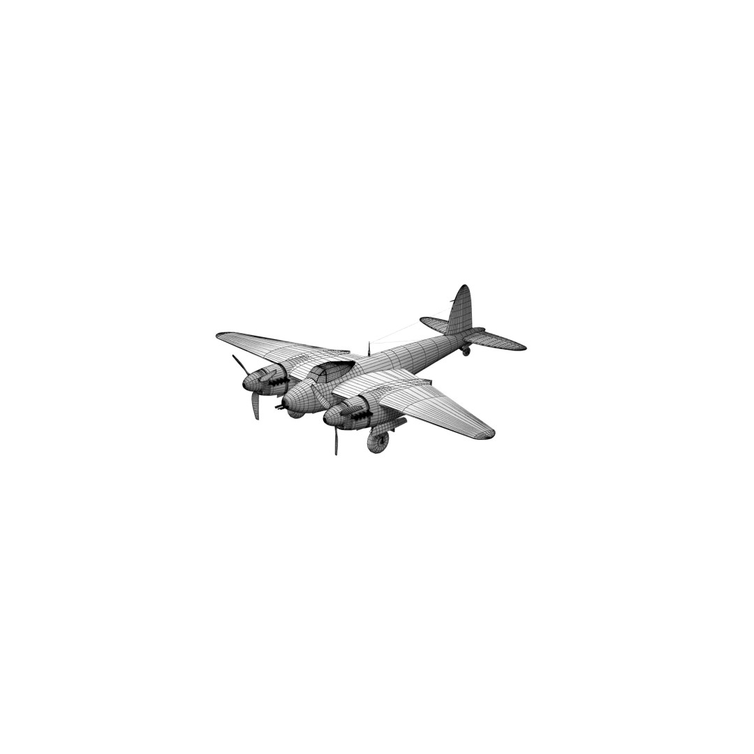 De Havilland Mosquito 3D Model – Low Poly Military Aircraft, FBX, Blender