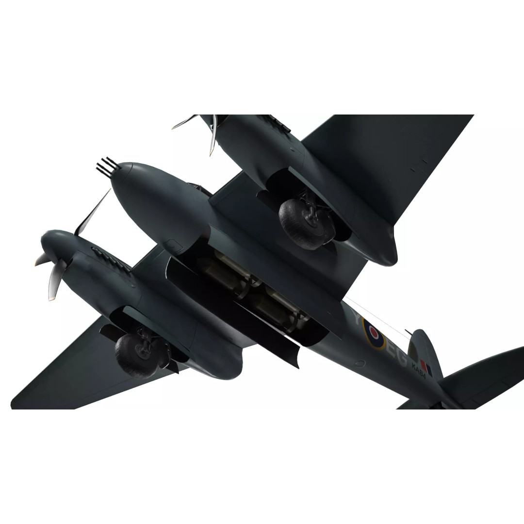 De Havilland Mosquito 3D Model – Low Poly Military Aircraft, FBX, Blender - View 11