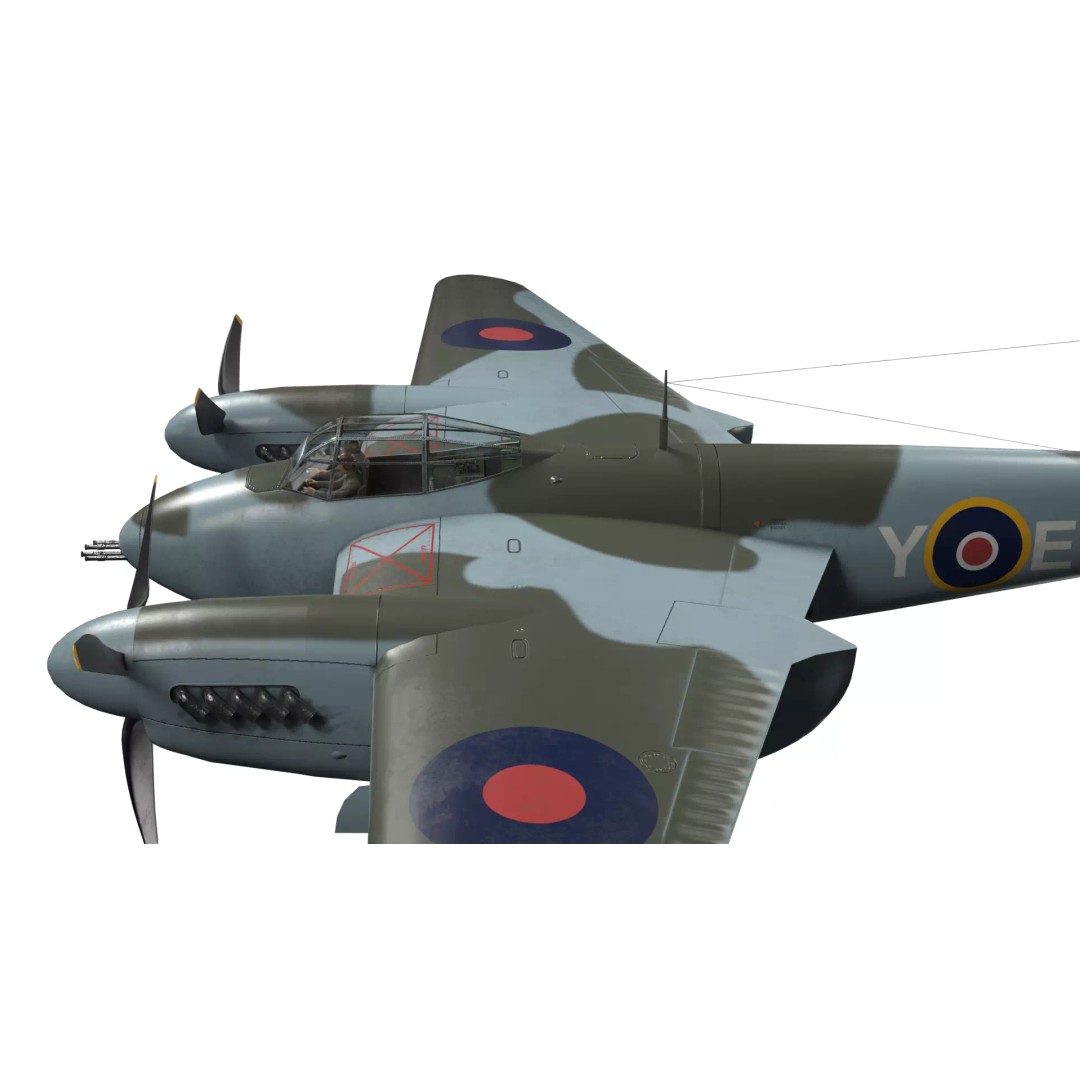 De Havilland Mosquito 3D Model – Low Poly Military Aircraft, FBX, Blender - View 12