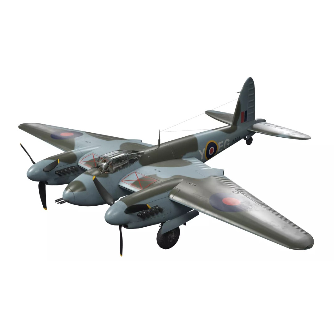 De Havilland Mosquito 3D Model – Low Poly Military Aircraft, FBX, Blender - View 2