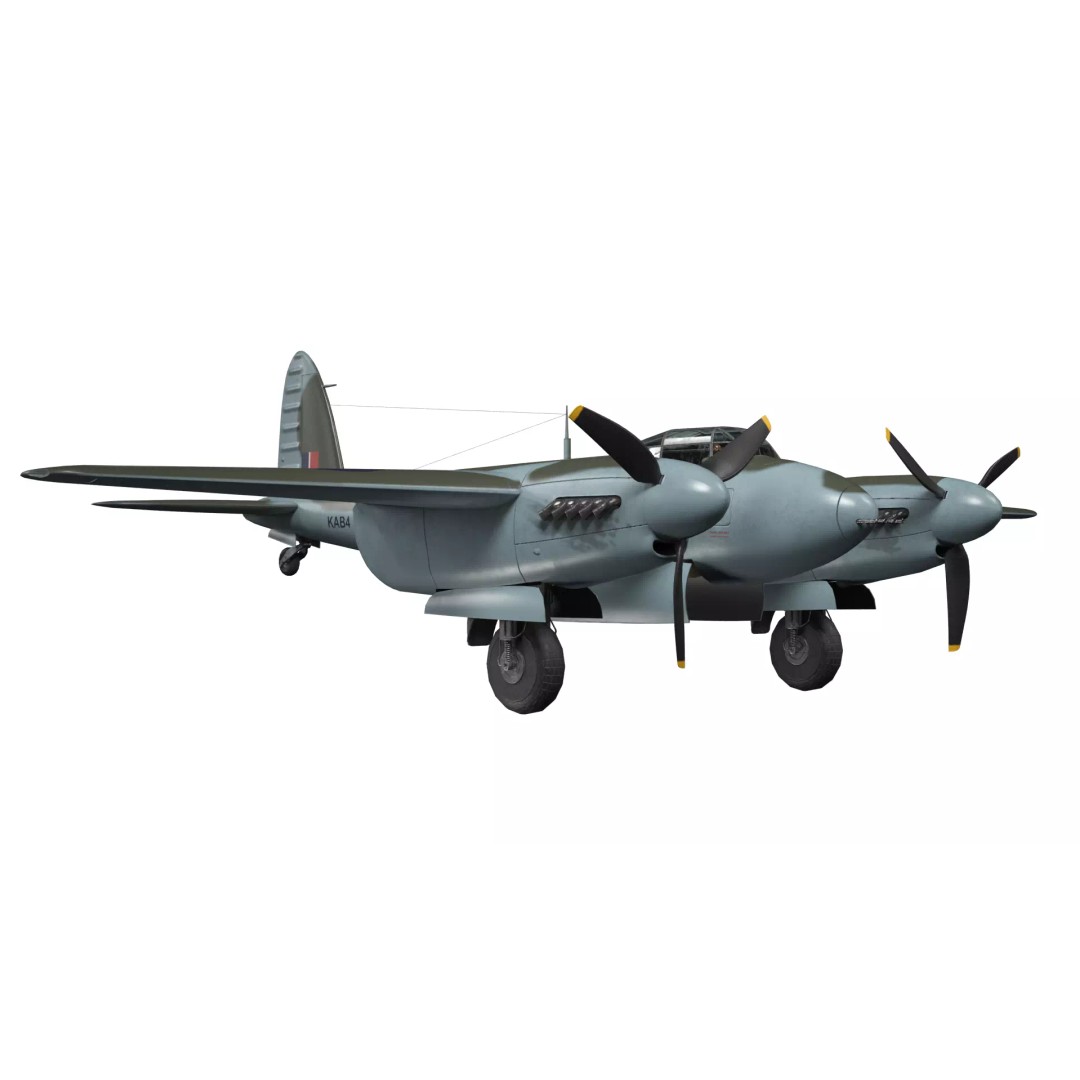 De Havilland Mosquito 3D Model – Low Poly Military Aircraft, FBX, Blender - View 4