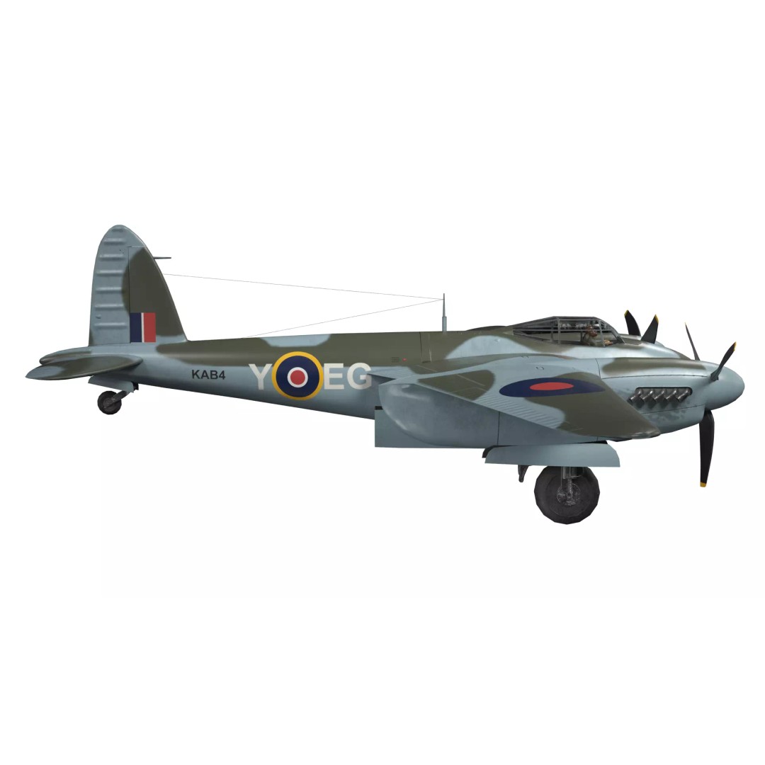 De Havilland Mosquito 3D Model – Low Poly Military Aircraft, FBX, Blender - View 7