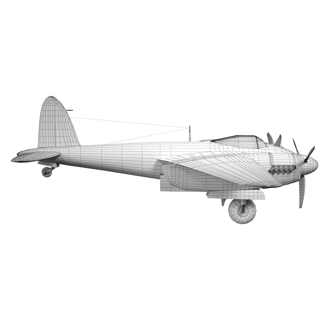 De Havilland Mosquito 3D Model – Low Poly Military Aircraft, FBX, Blender - View 8
