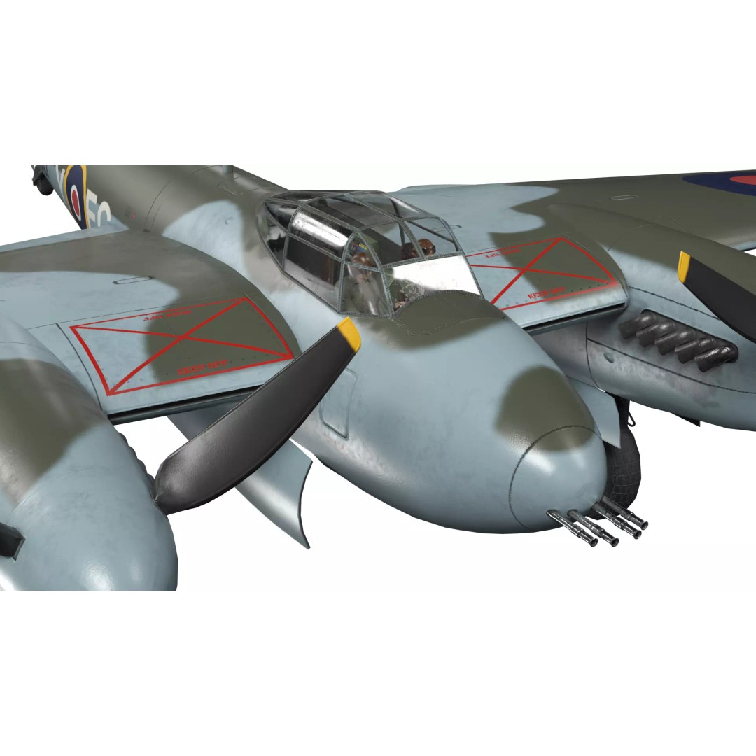 De Havilland Mosquito 3D Model – Low Poly Military Aircraft, FBX, Blender - View 9