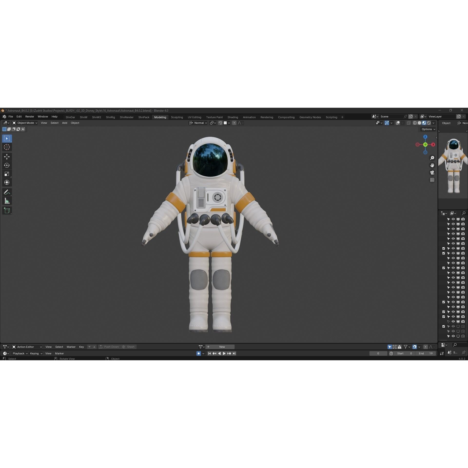 Cartoon Astronaut - Low-Poly Game-Ready 3D Model - View 11