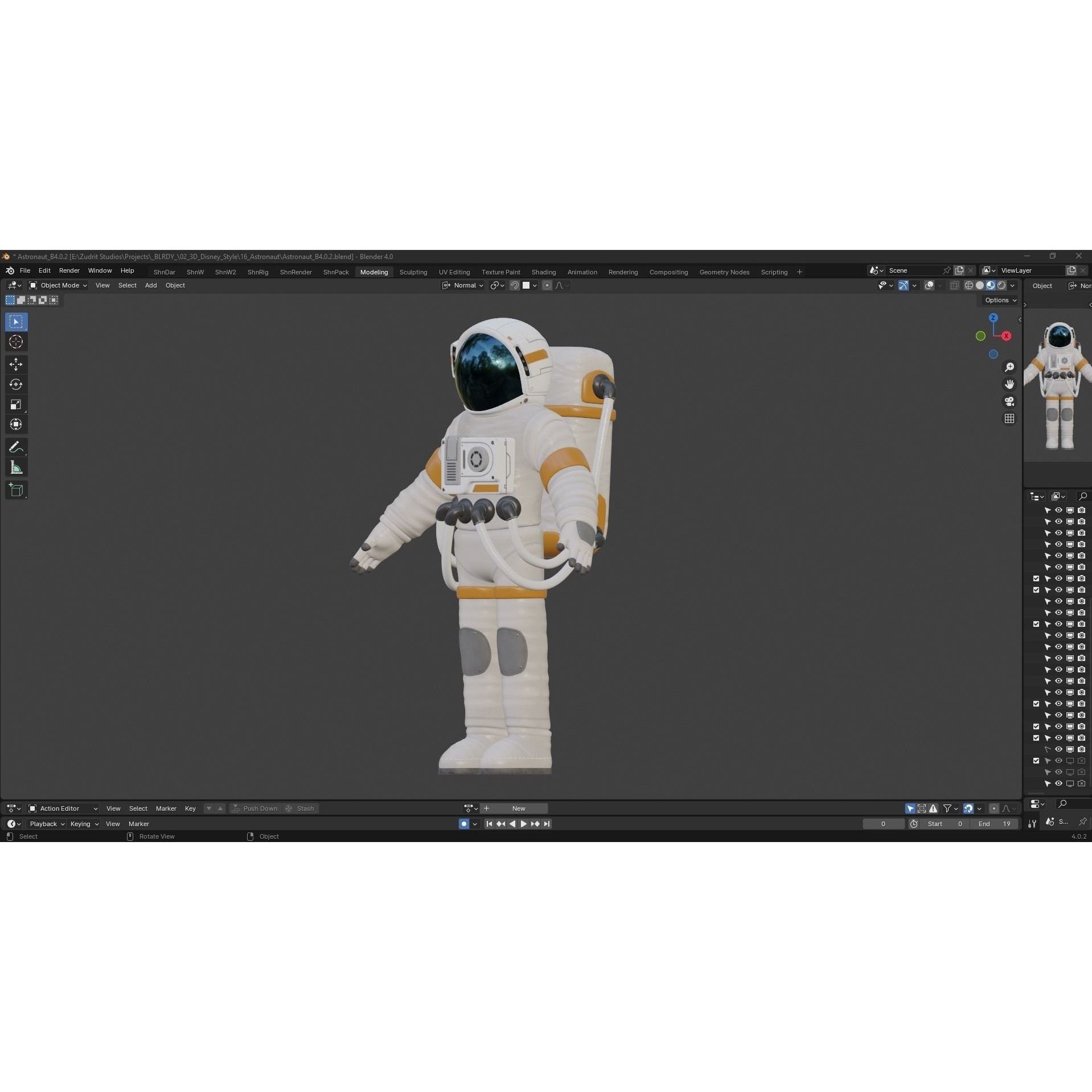 Cartoon Astronaut - Low-Poly Game-Ready 3D Model - View 12