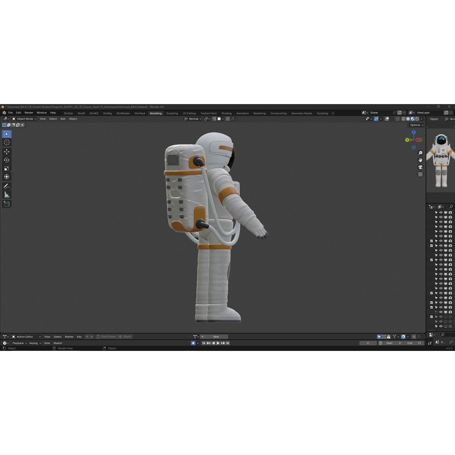 Cartoon Astronaut - Low-Poly Game-Ready 3D Model - View 13