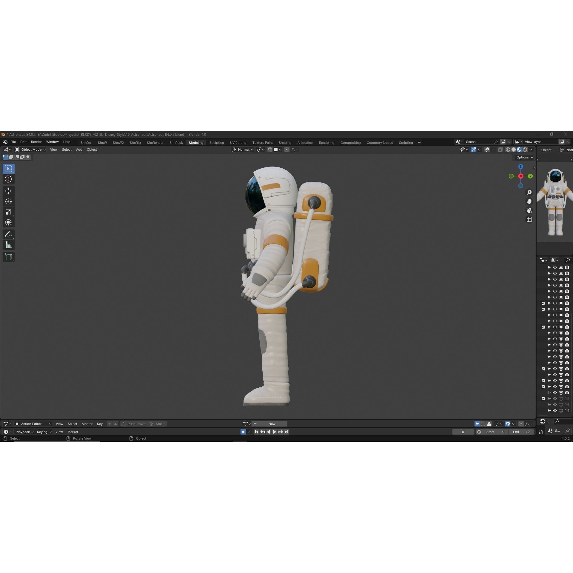 Cartoon Astronaut - Low-Poly Game-Ready 3D Model - View 14