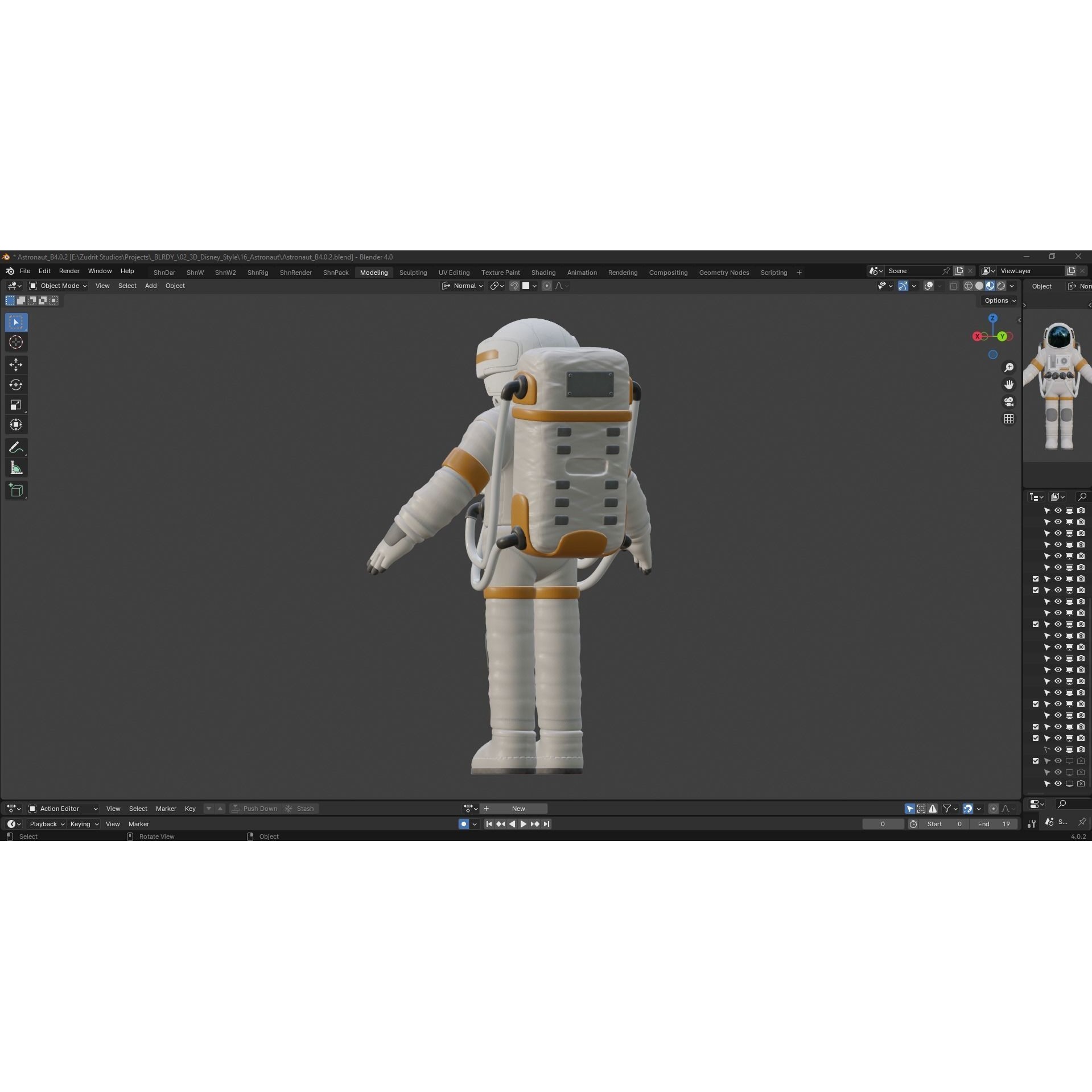 Cartoon Astronaut - Low-Poly Game-Ready 3D Model - View 16