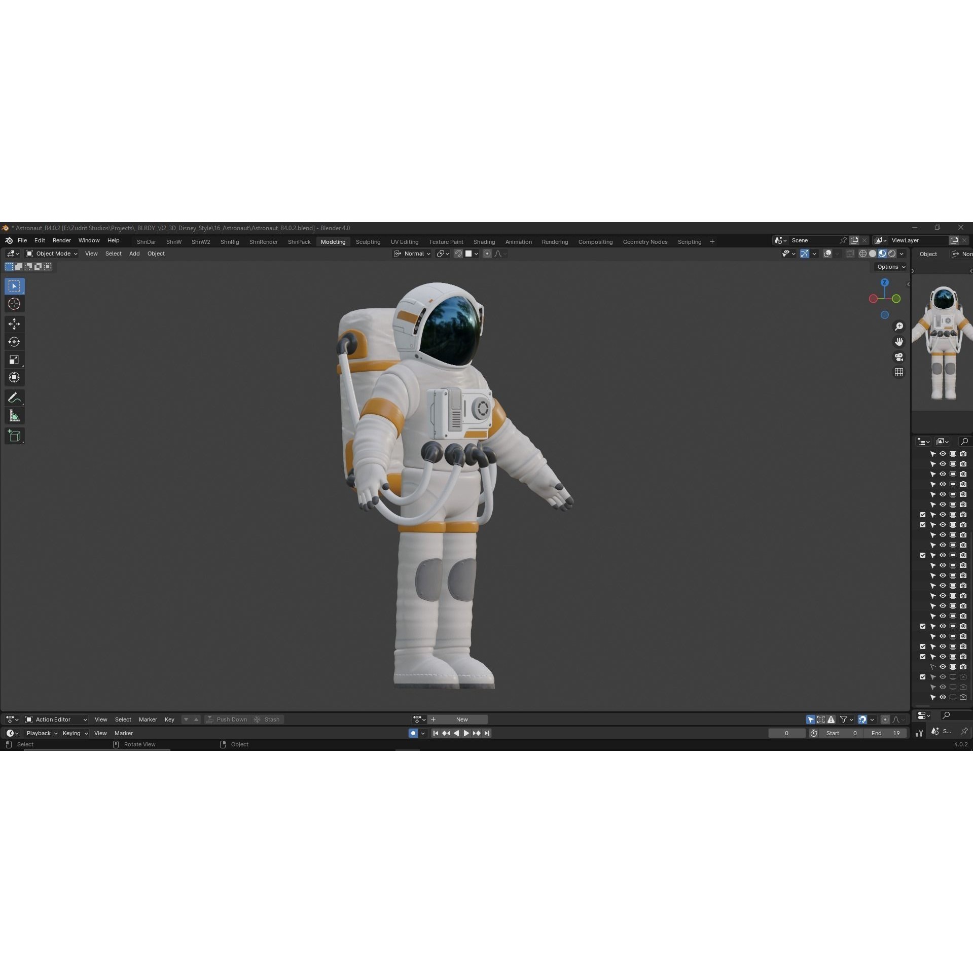 Cartoon Astronaut - Low-Poly Game-Ready 3D Model - View 17