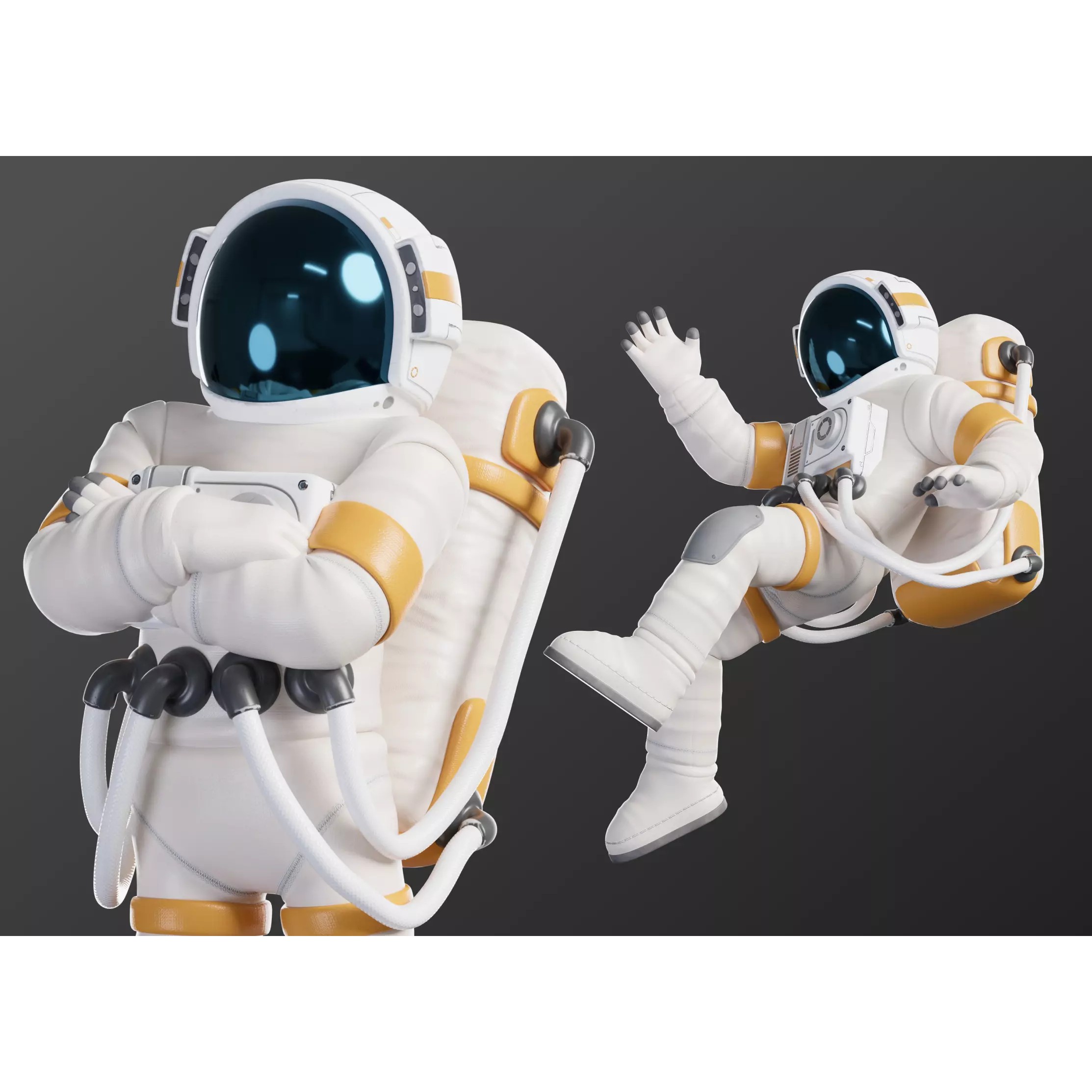 Cartoon Astronaut - Low-Poly Game-Ready 3D Model - View 2