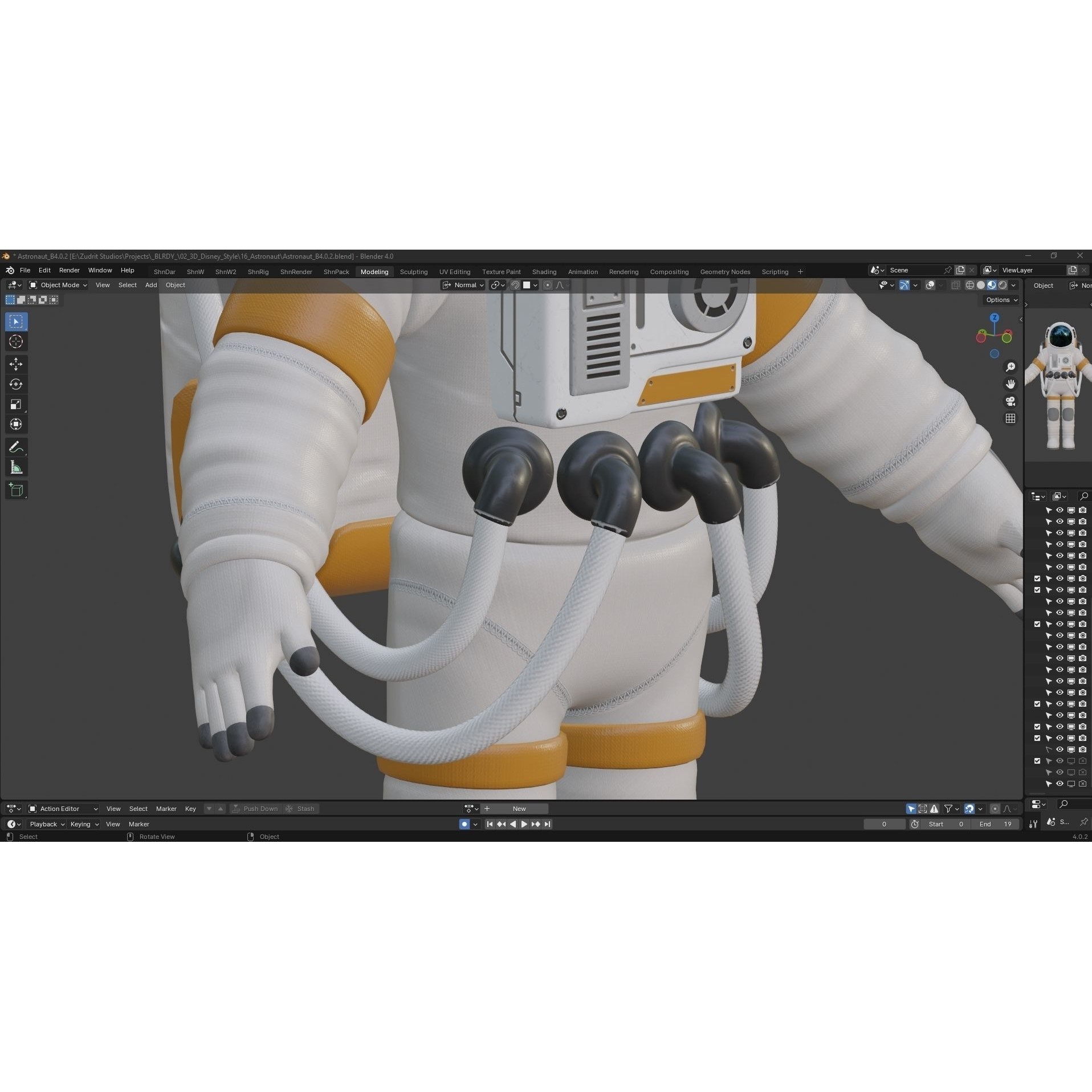 Cartoon Astronaut - Low-Poly Game-Ready 3D Model - View 21