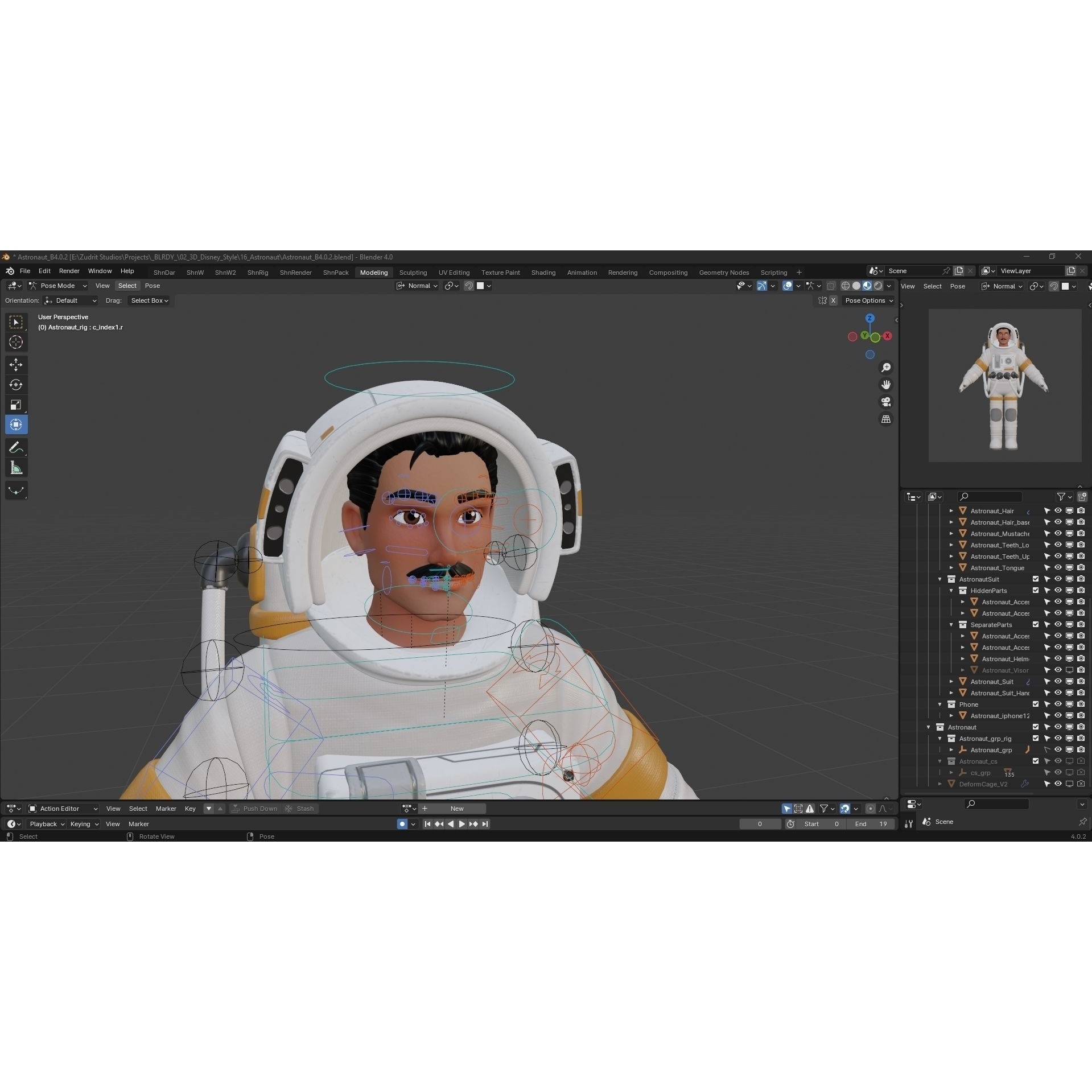 Cartoon Astronaut - Low-Poly Game-Ready 3D Model - View 27