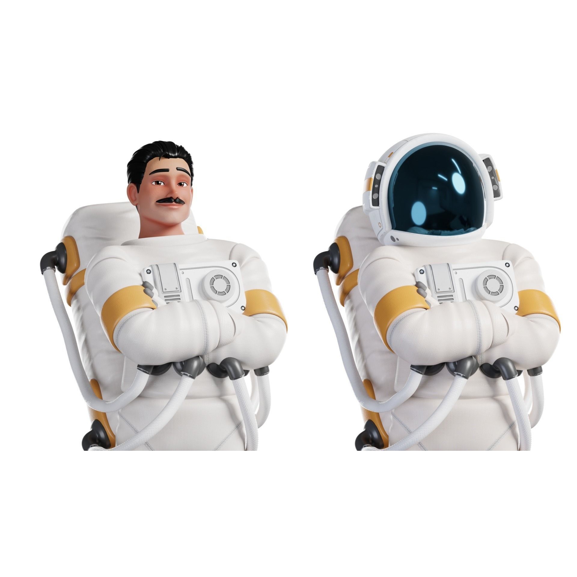 Cartoon Astronaut - Low-Poly Game-Ready 3D Model - View 3