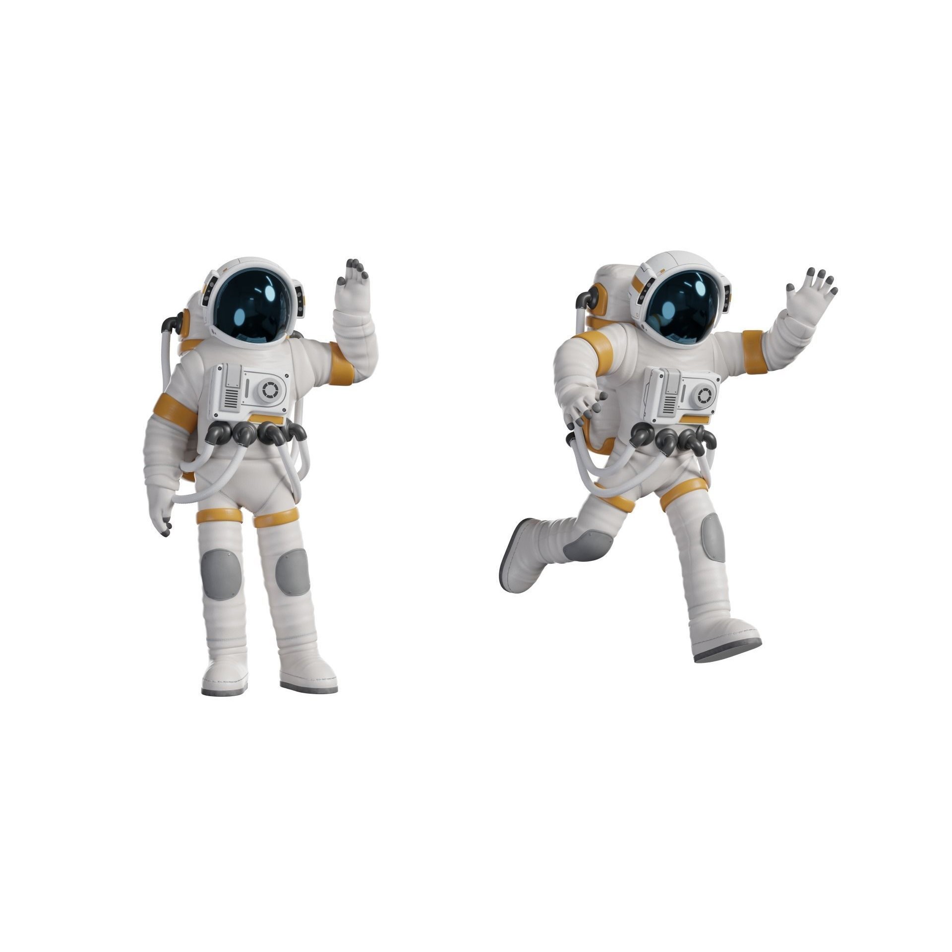 Cartoon Astronaut - Low-Poly Game-Ready 3D Model - View 7
