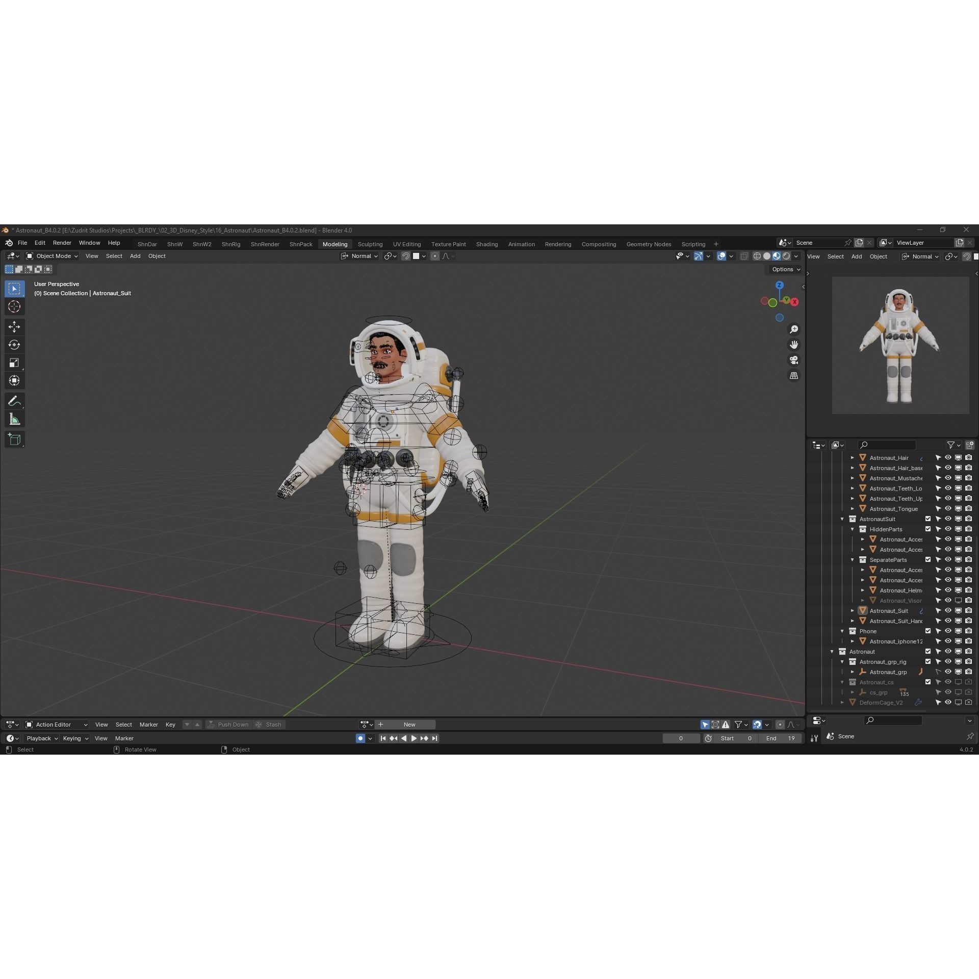 Cartoon Astronaut - Low-Poly Game-Ready 3D Model - View 8