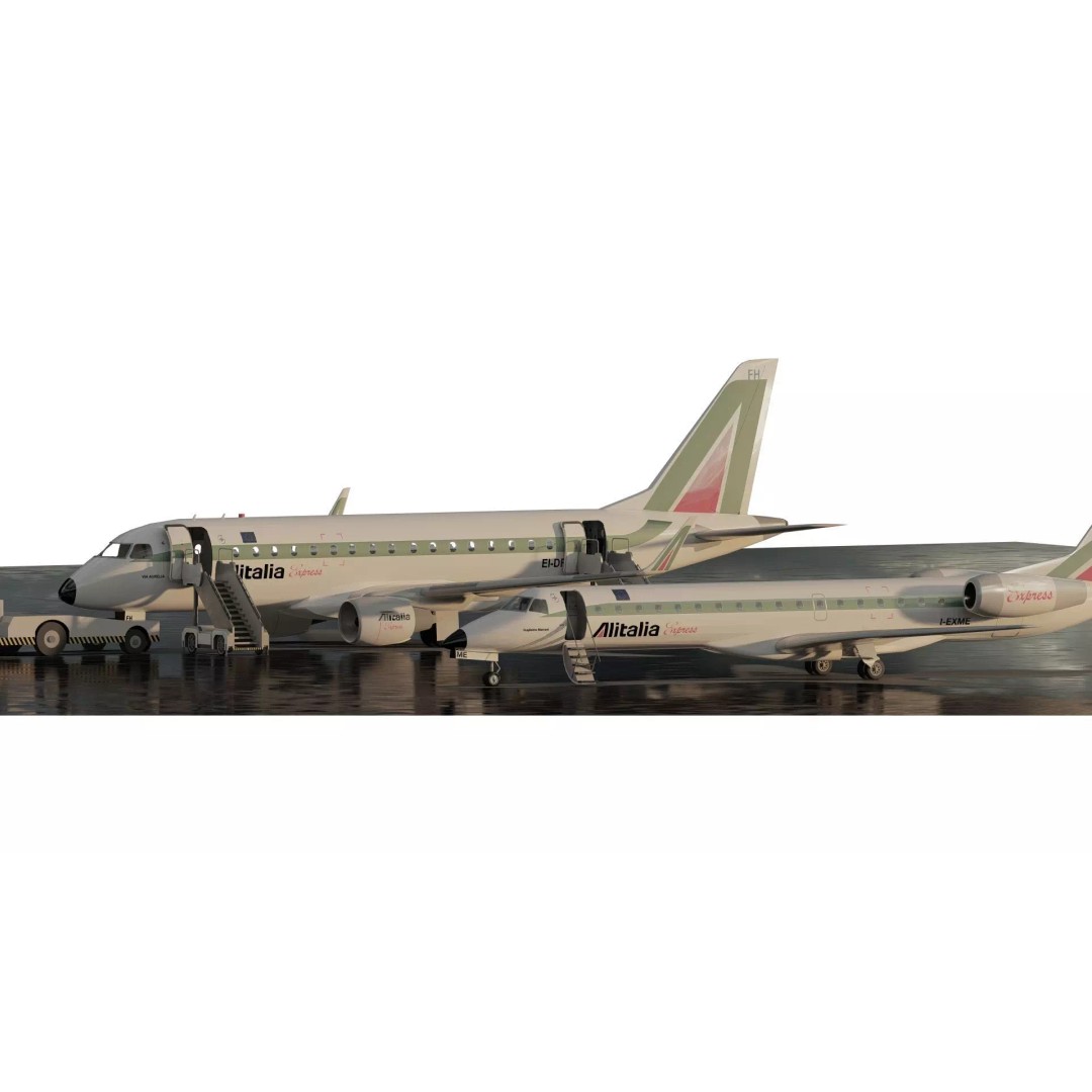 EMBRAER E170 A and E145 3D Model – Detailed Aircraft Asset, Lumion Ready - View 2