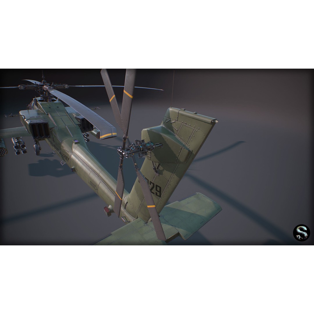 AH-64A Apache 3D Model – Low-Poly Game Asset, FBX, PBR Textures